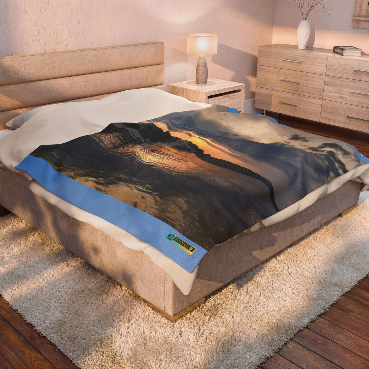 Moment of Serene Coastal Sunset Throw Blanket