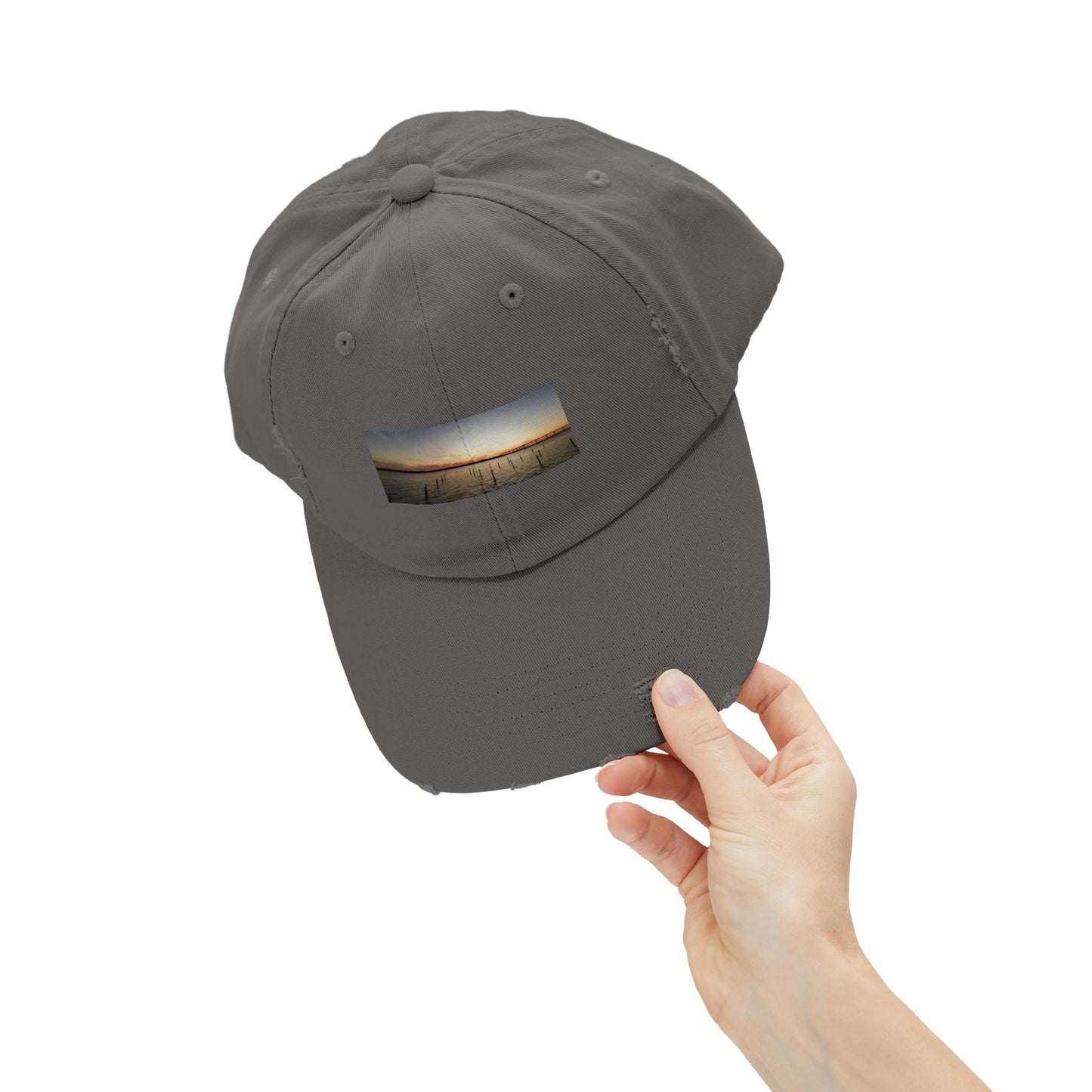 Distressed Sunset Cap — Vintage Solomons Chesapeake Panorama Dad Hat