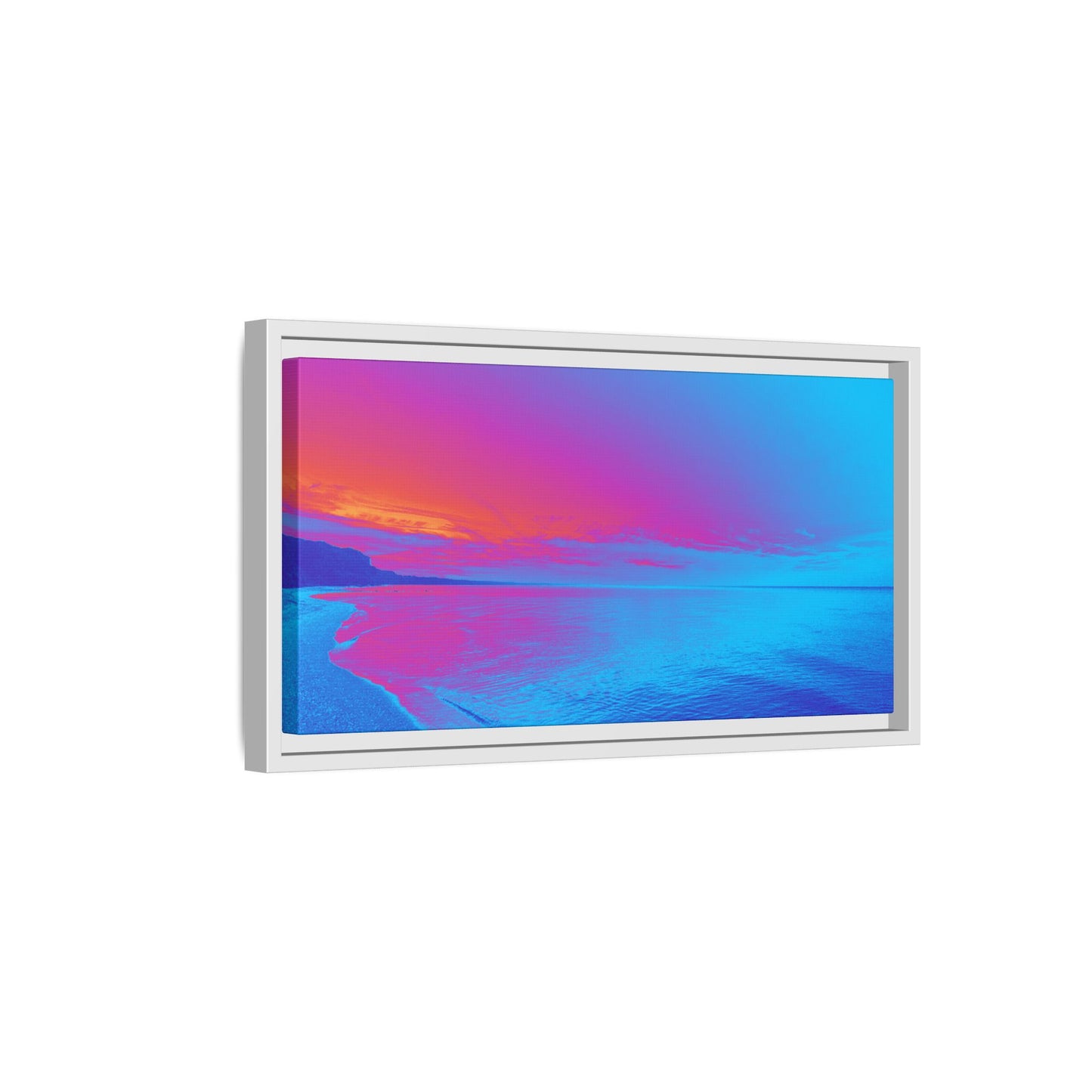 "Vibrant Symmetry" Sunset Gradient Beach Matte Canvas Framed Wall Art