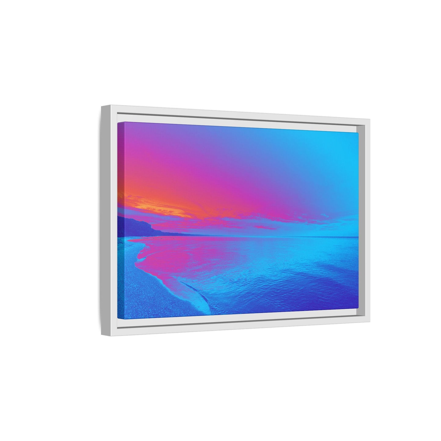 "Vibrant Symmetry"  Sunset Gradient Beach Matte Canvas Framed Wall Art