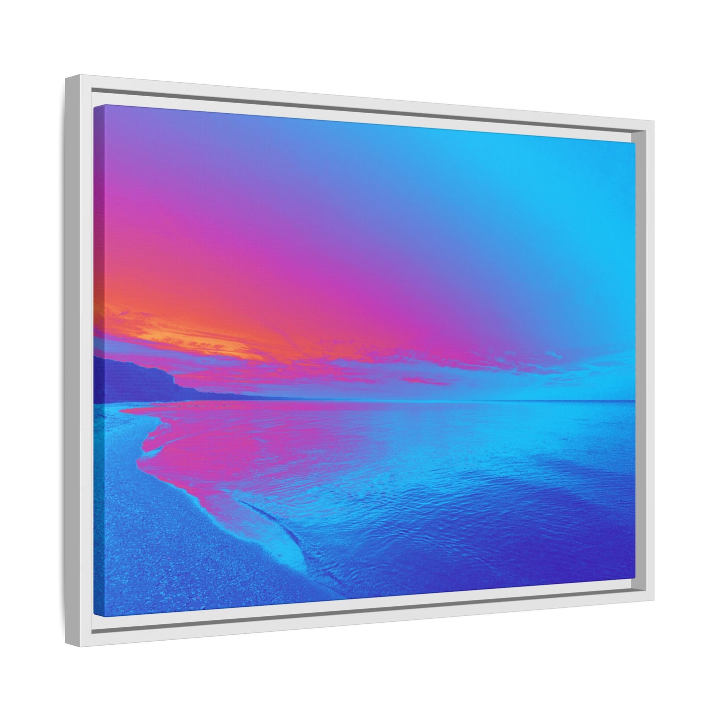 "Vibrant Symmetry"  Sunset Gradient Beach Matte Canvas Framed Wall Art