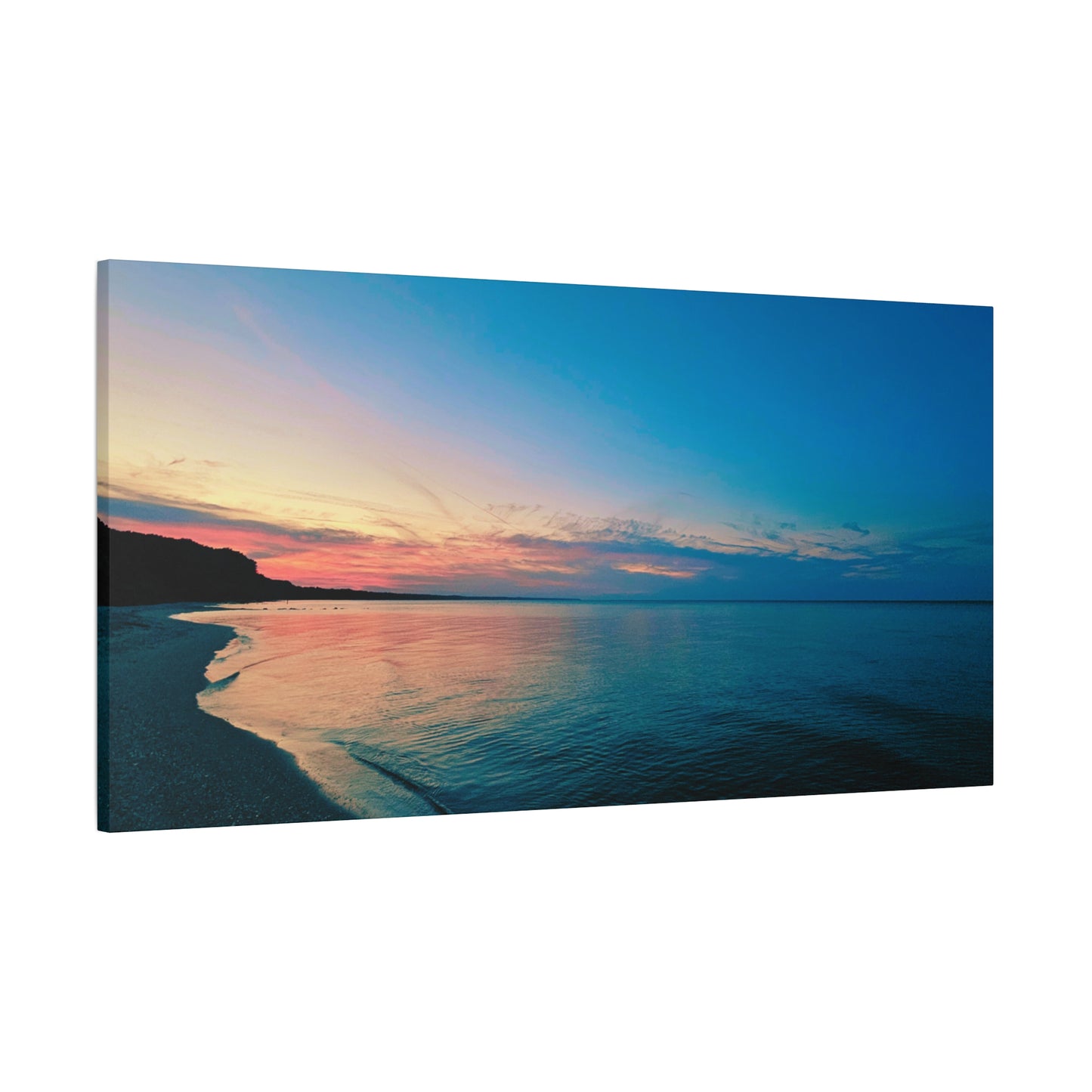 "Blue Symmetry" Sunset Beach Matte Canvas Print — Stretched Wall Art