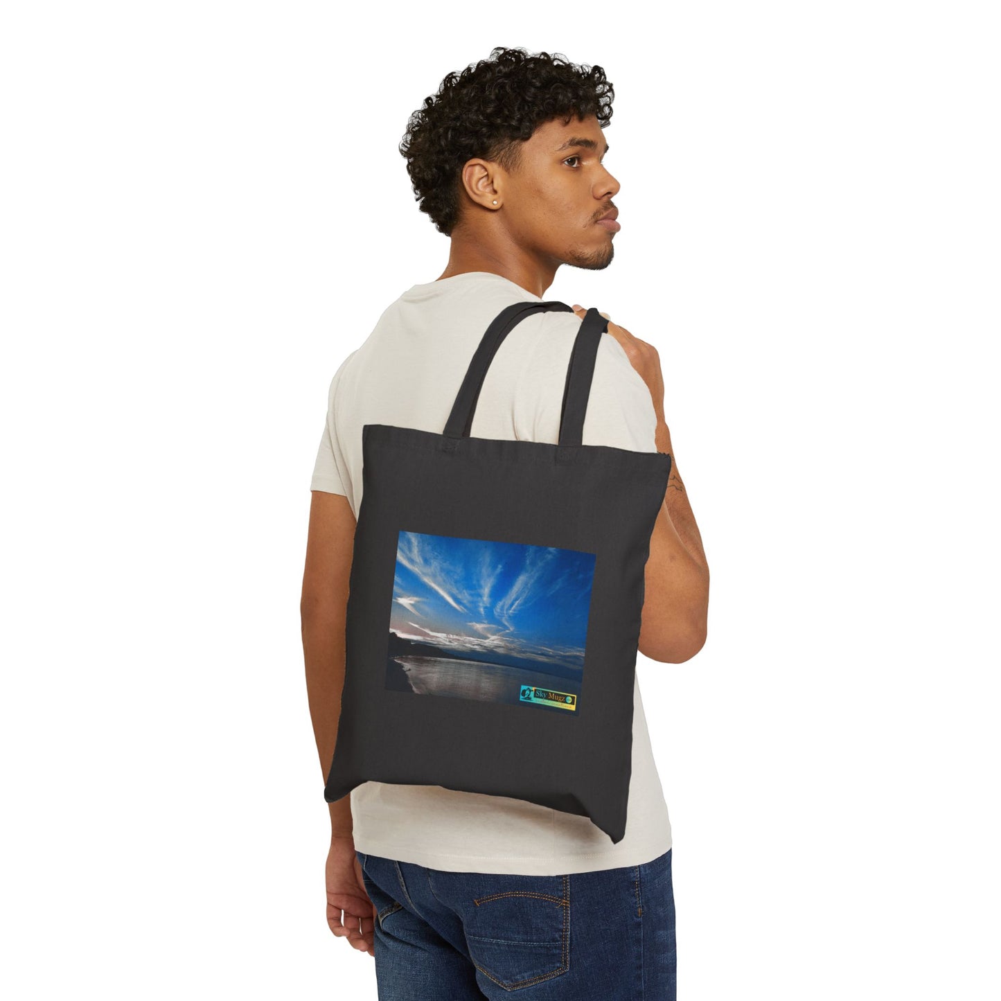 Sky Photo Canvas Tote Bag — 'SKY MUGZ' Sunset Beach Print