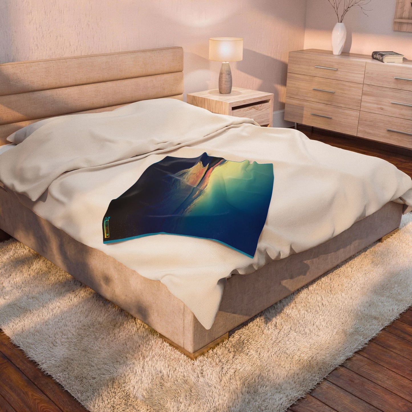 Blue-Green Symmetry, Velveteen Plush Blanket