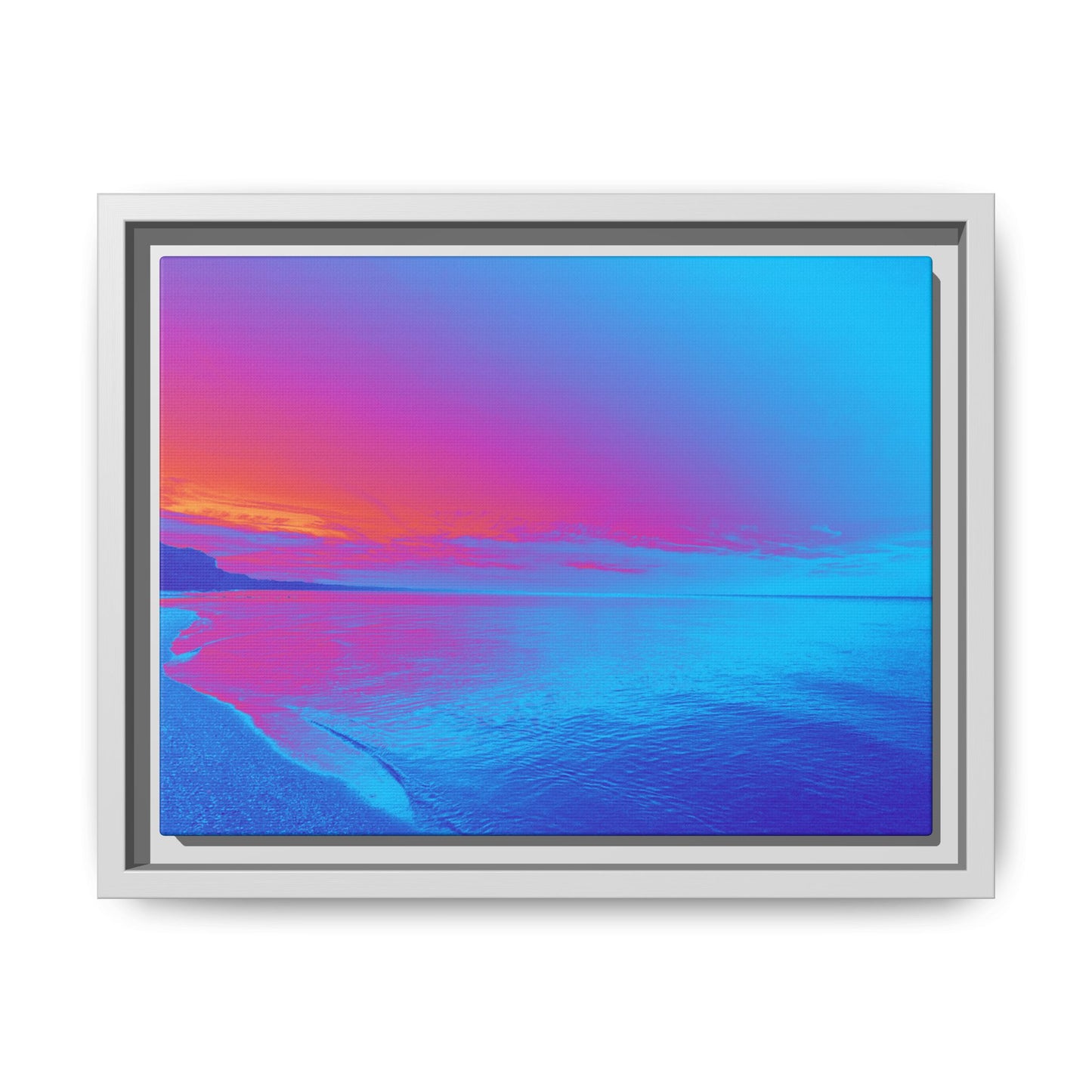 "Vibrant Symmetry"  Sunset Gradient Beach Matte Canvas Framed Wall Art