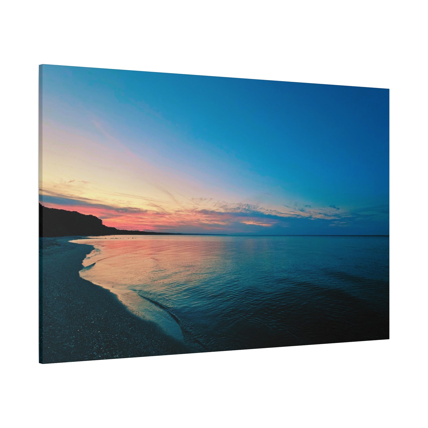 "Blue Symmetry" Sunset Beach Matte Canvas Print — Stretched Wall Art