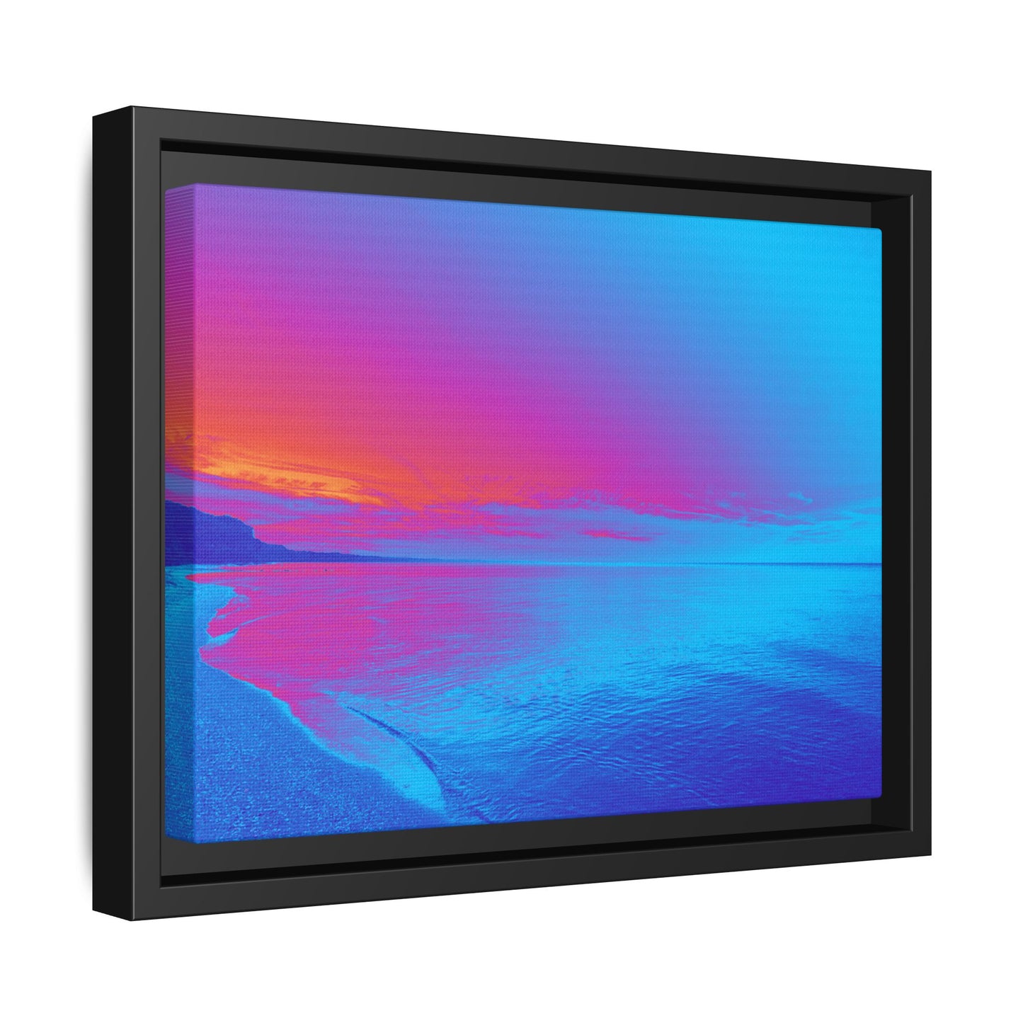 "Vibrant Symmetry"  Sunset Gradient Beach Matte Canvas Framed Wall Art