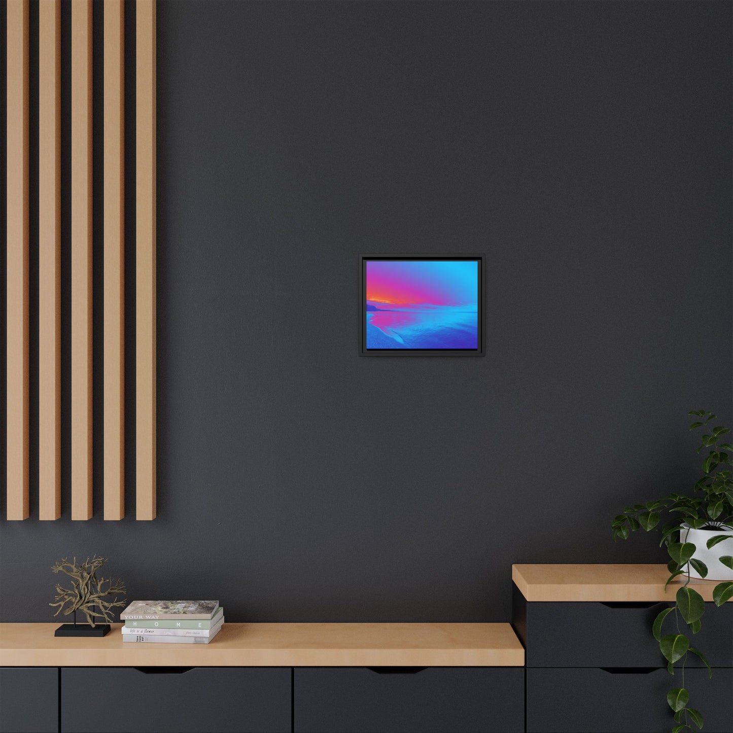 "Vibrant Symmetry"  Sunset Gradient Beach Matte Canvas Framed Wall Art