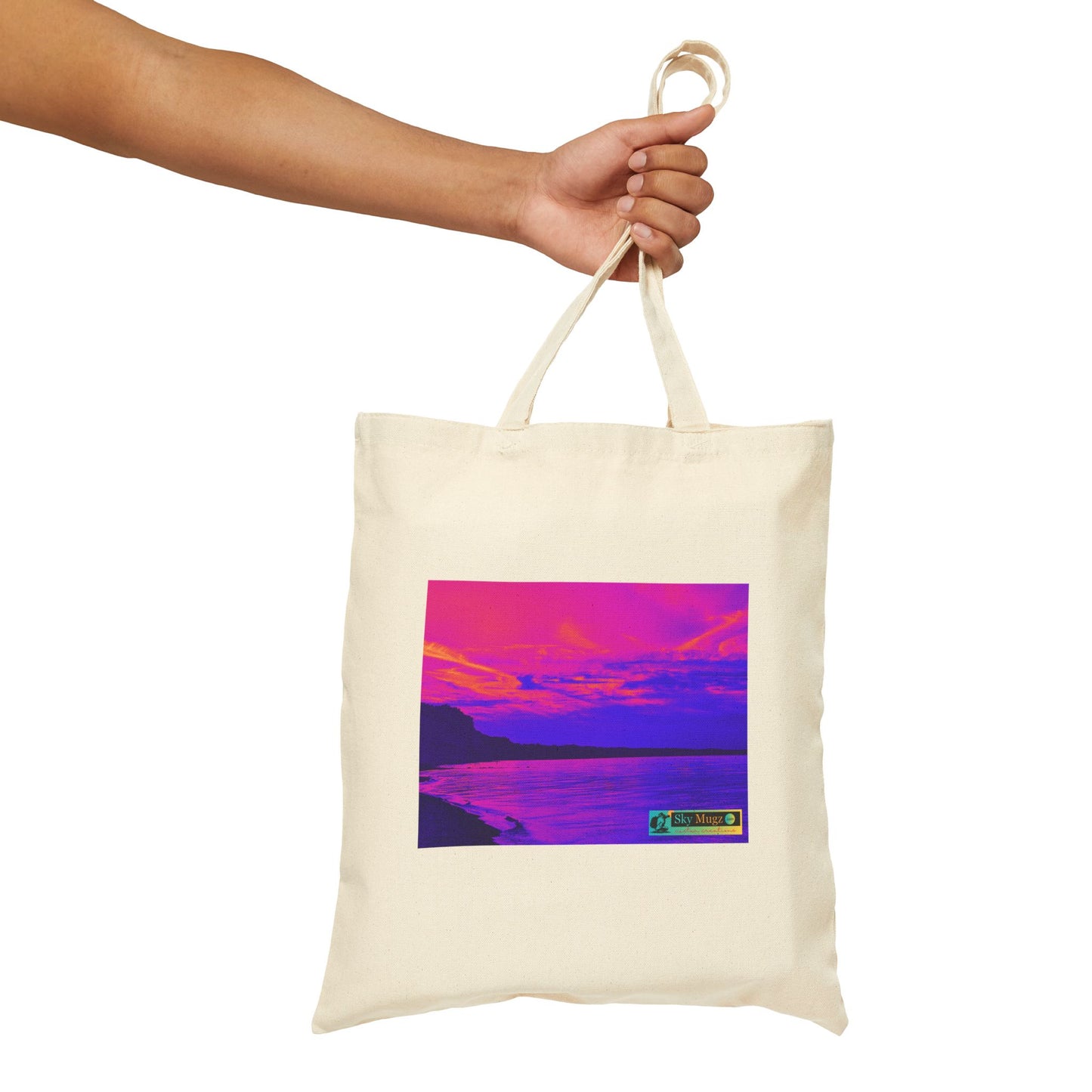 Canvas Tote Bag — Retro Vaporwave Sunset Print (Sky Mugz)