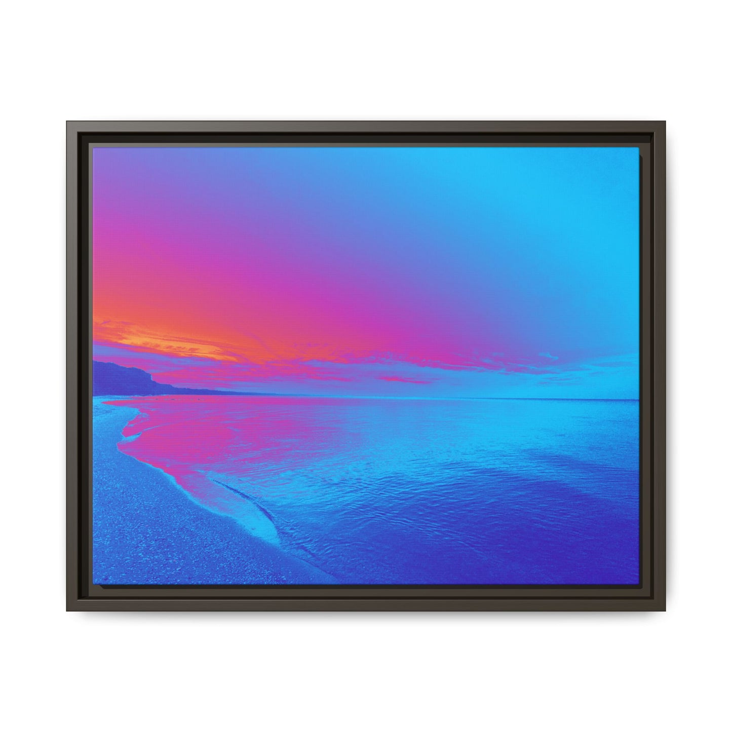 "Vibrant Symmetry"  Sunset Gradient Beach Matte Canvas Framed Wall Art