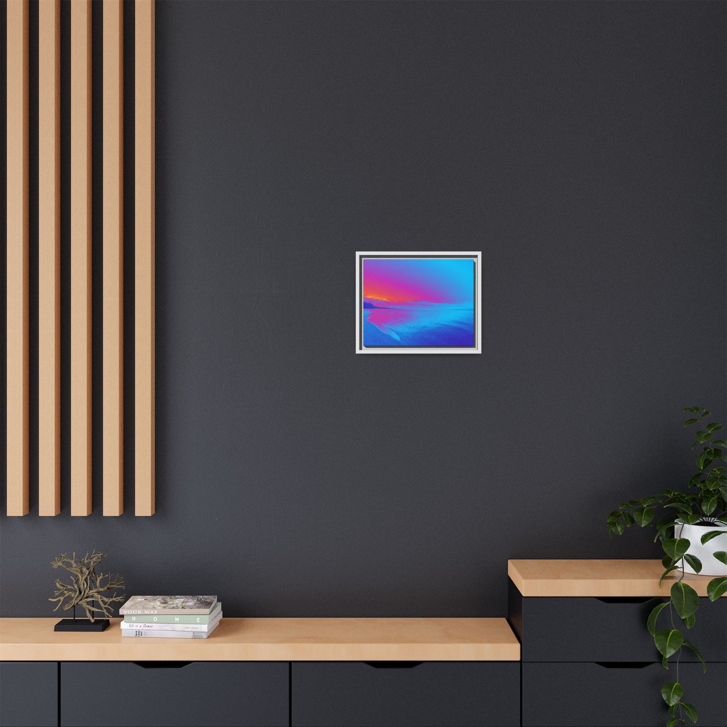 "Vibrant Symmetry"  Sunset Gradient Beach Matte Canvas Framed Wall Art