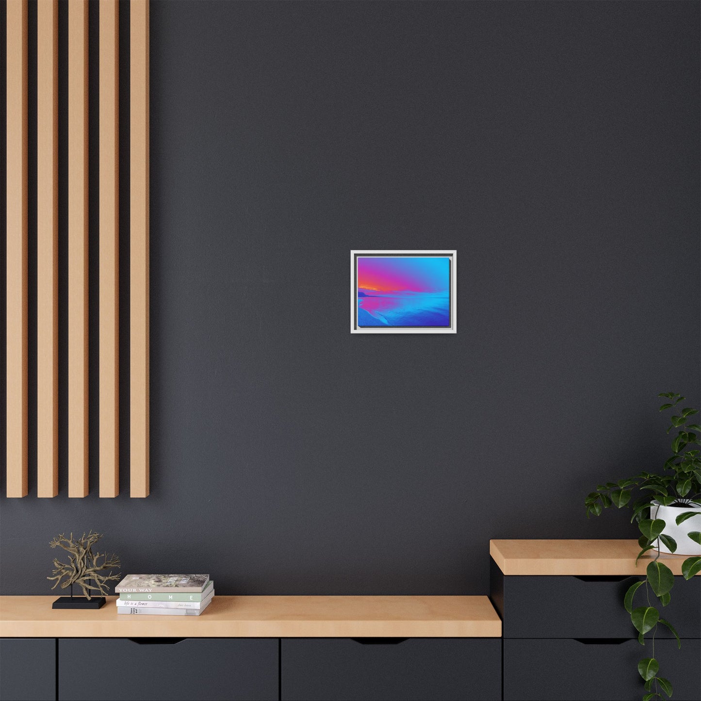 "Vibrant Symmetry"  Sunset Gradient Beach Matte Canvas Framed Wall Art