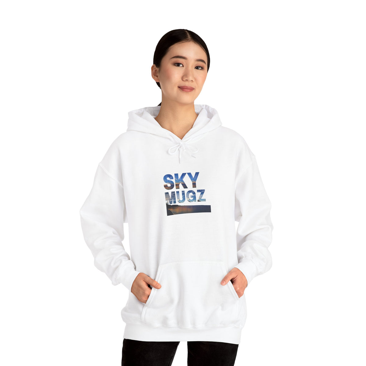 Scenic Lake Swirling Clouds Graphic Hoodie