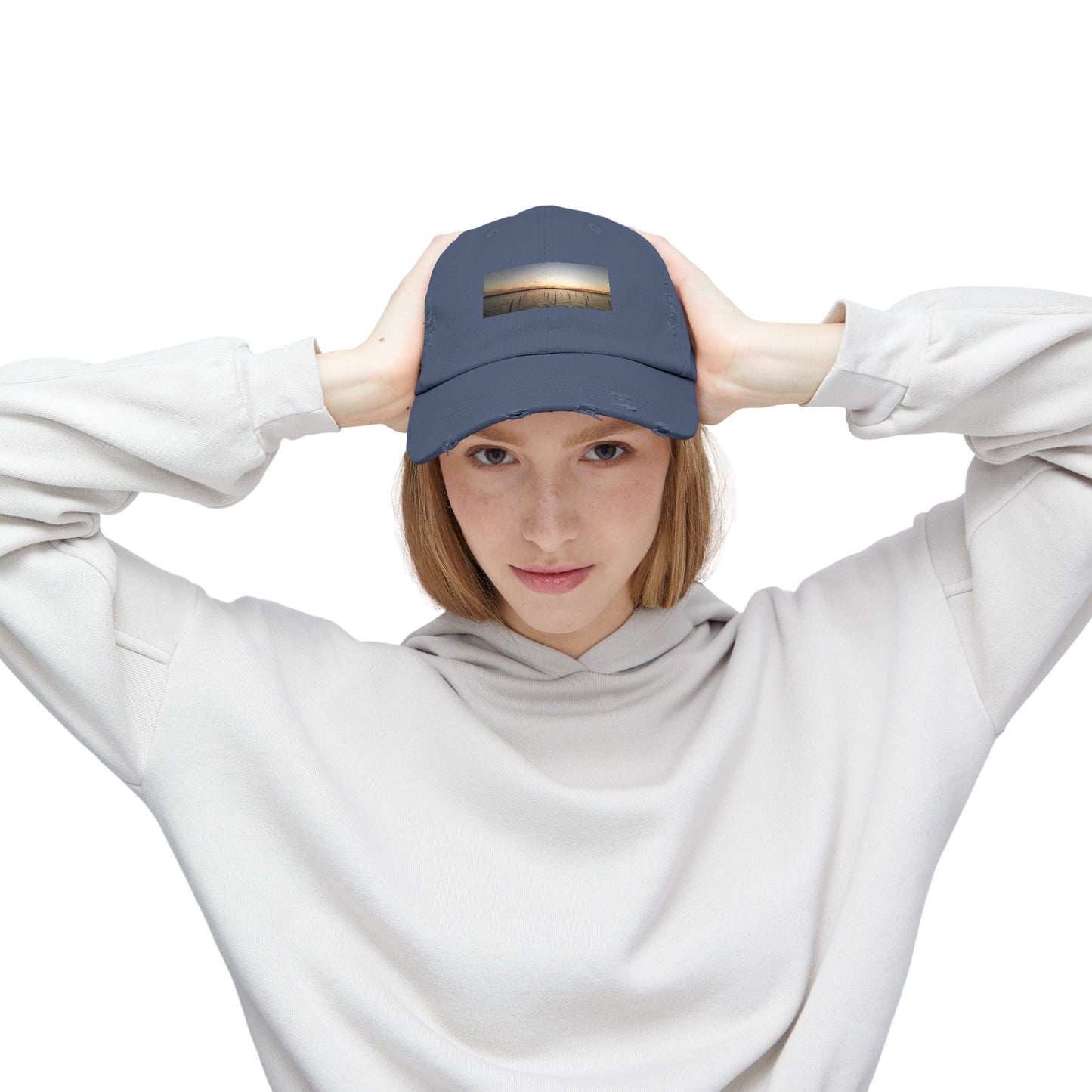 Distressed Sunset Cap — Vintage Solomons Chesapeake Panorama Dad Hat