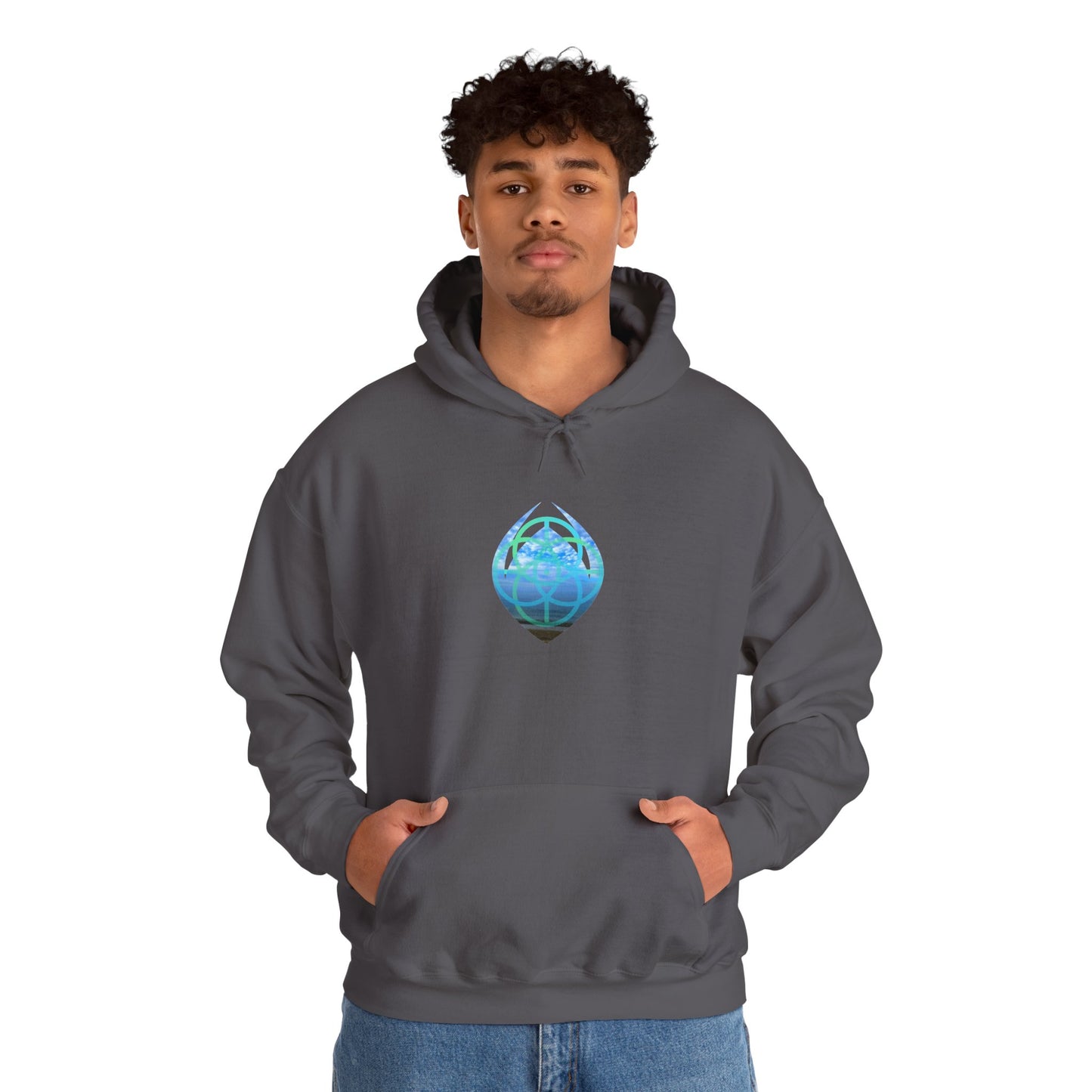 Blue Water Globe Droplet Graphic Hoodie