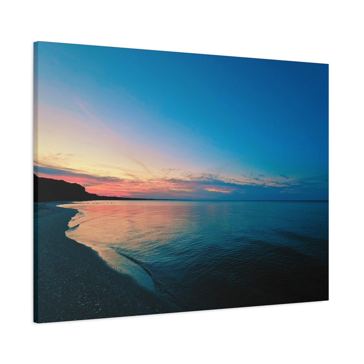 "Blue Symmetry" Sunset Beach Matte Canvas Print — Stretched Wall Art