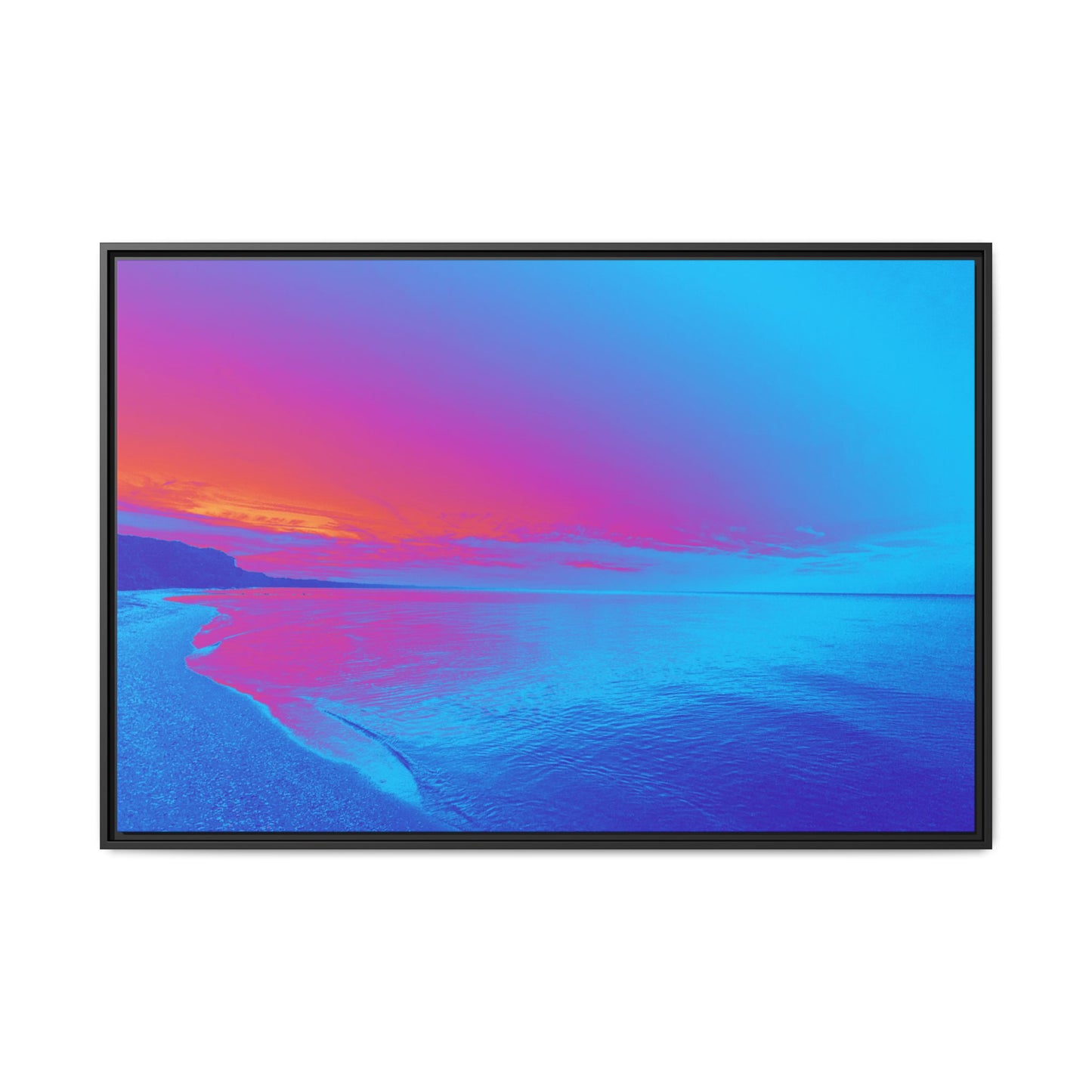 "Vibrant Symmetry"  Sunset Gradient Beach Matte Canvas Framed Wall Art