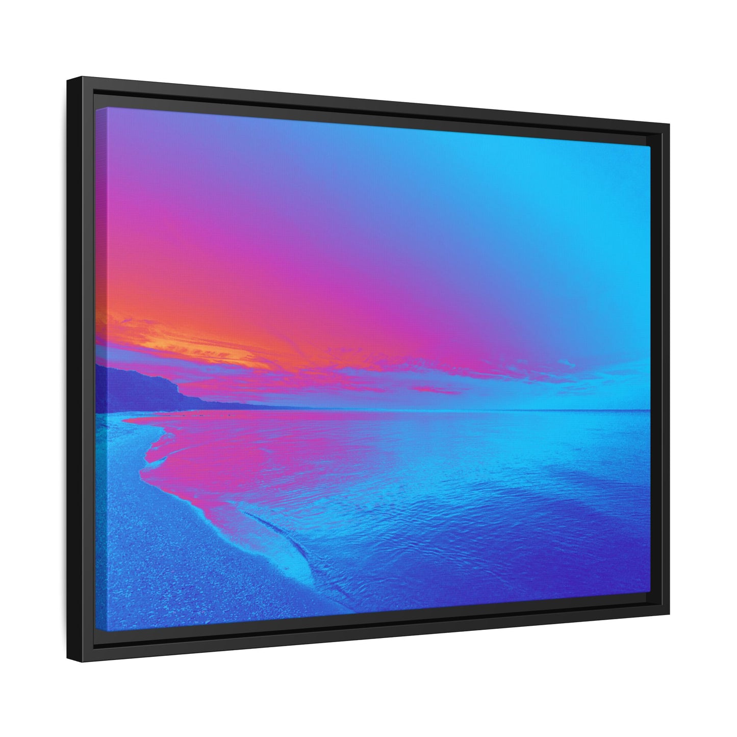 "Vibrant Symmetry"  Sunset Gradient Beach Matte Canvas Framed Wall Art