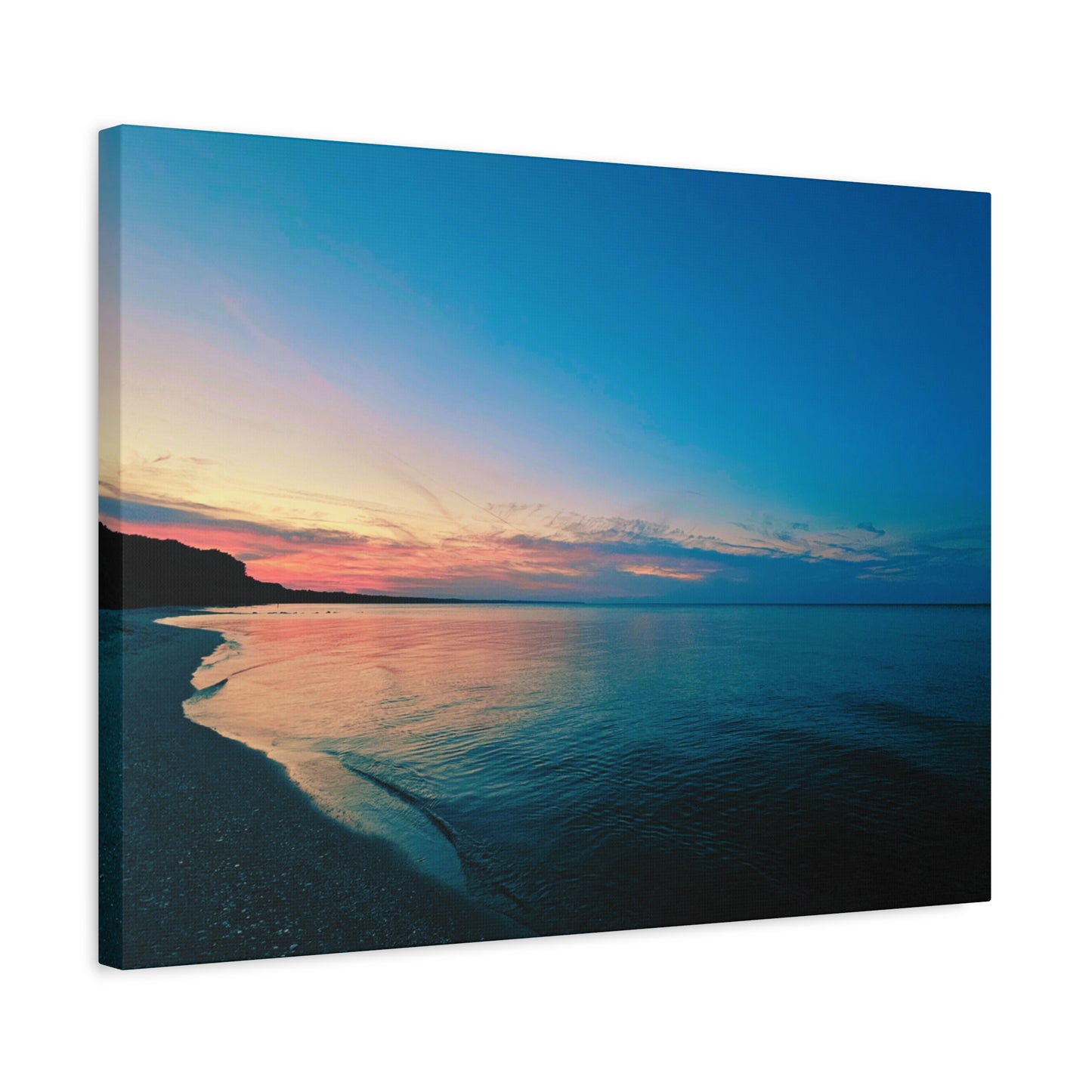 "Blue Symmetry" Sunset Beach Matte Canvas Print — Stretched Wall Art
