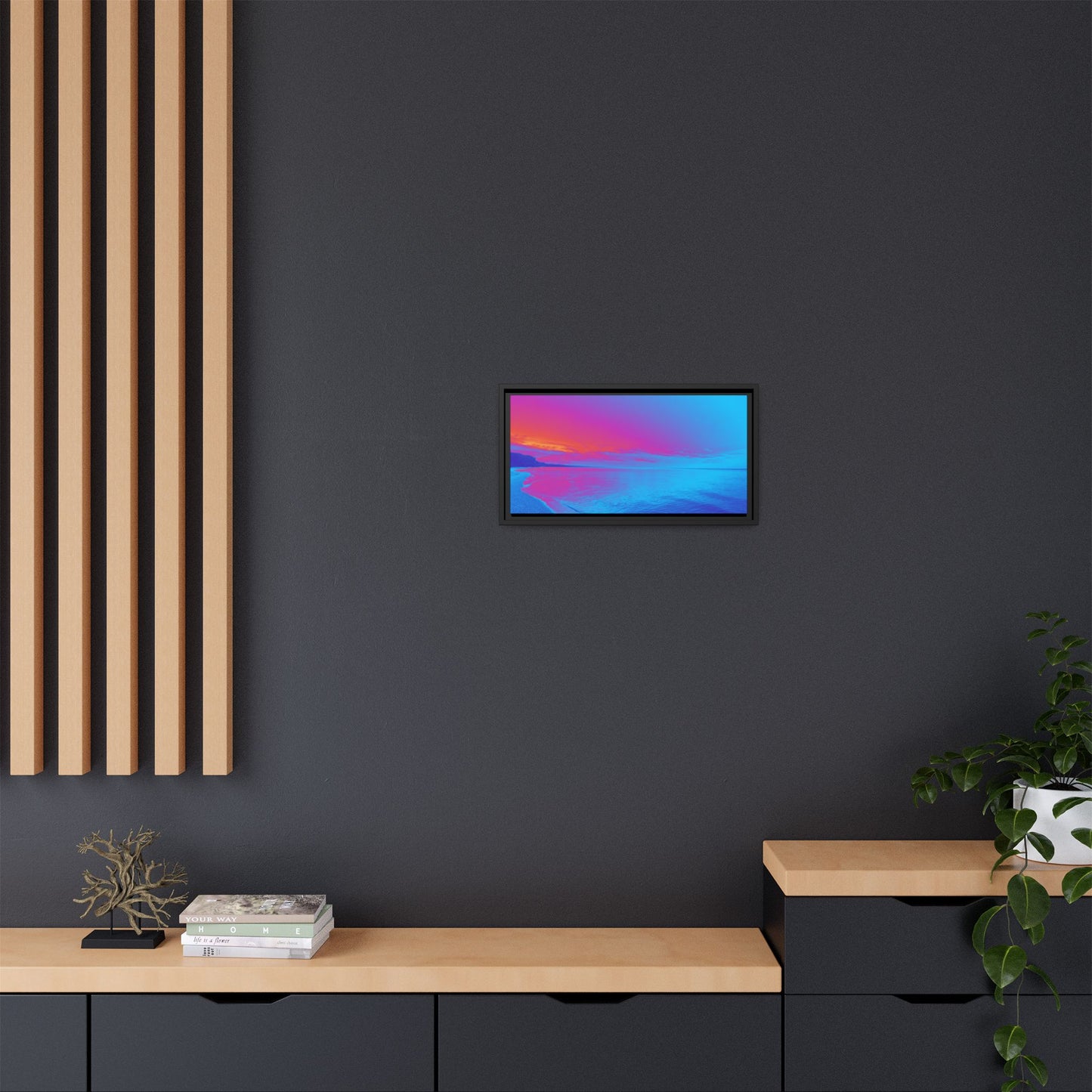 "Vibrant Symmetry"  Sunset Gradient Beach Matte Canvas Framed Wall Art