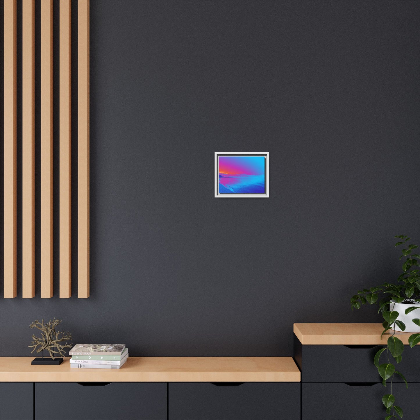 "Vibrant Symmetry"  Sunset Gradient Beach Matte Canvas Framed Wall Art
