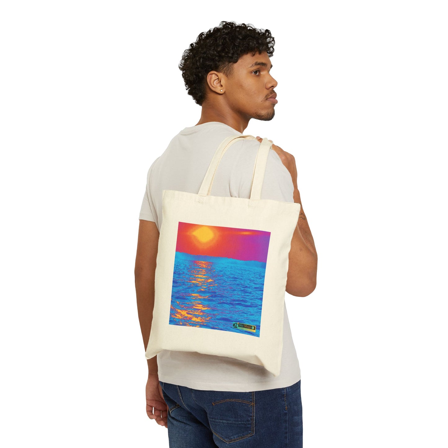 Sunset Ocean Canvas Tote — Vibrant Beach Art Cotton Tote