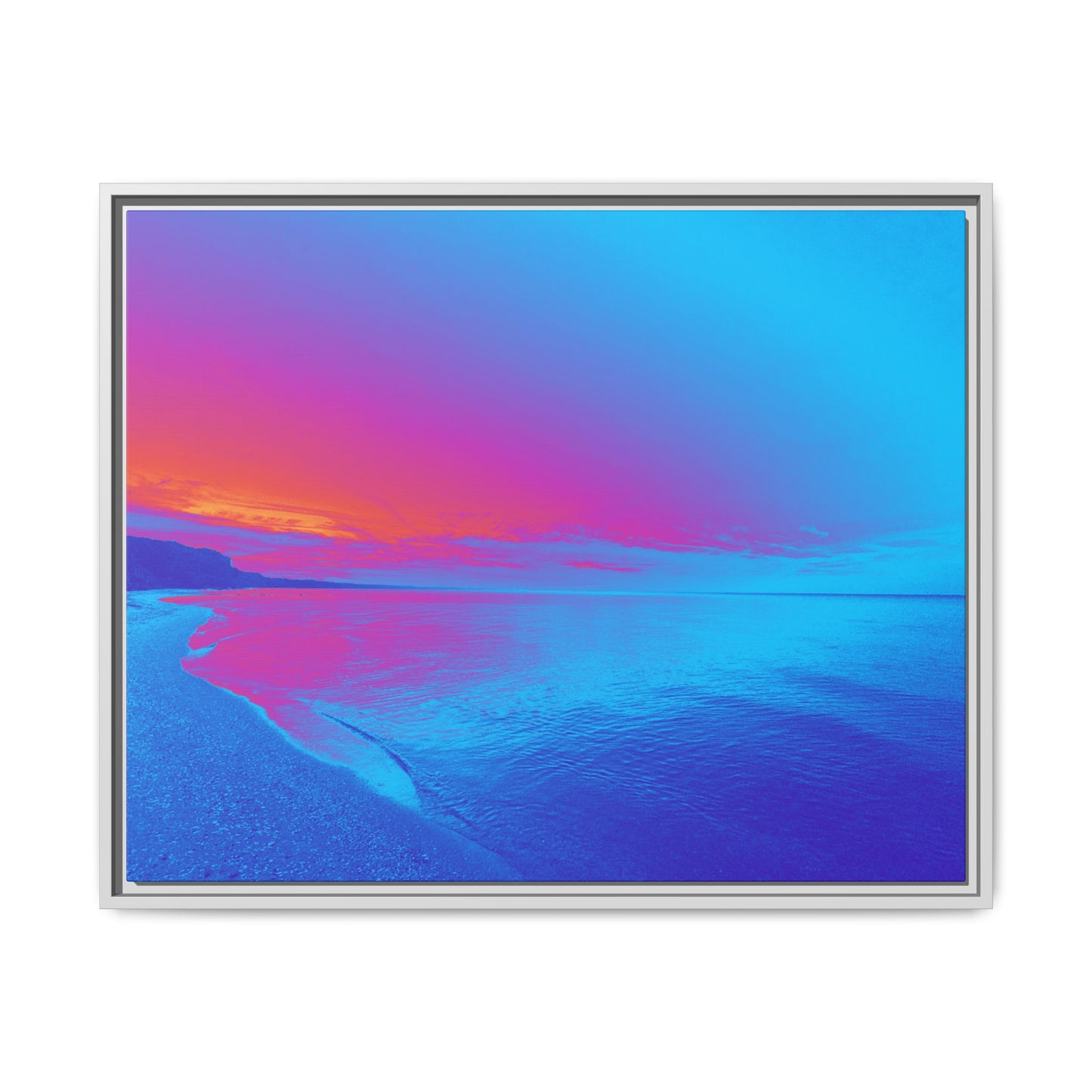 "Vibrant Symmetry"  Sunset Gradient Beach Matte Canvas Framed Wall Art