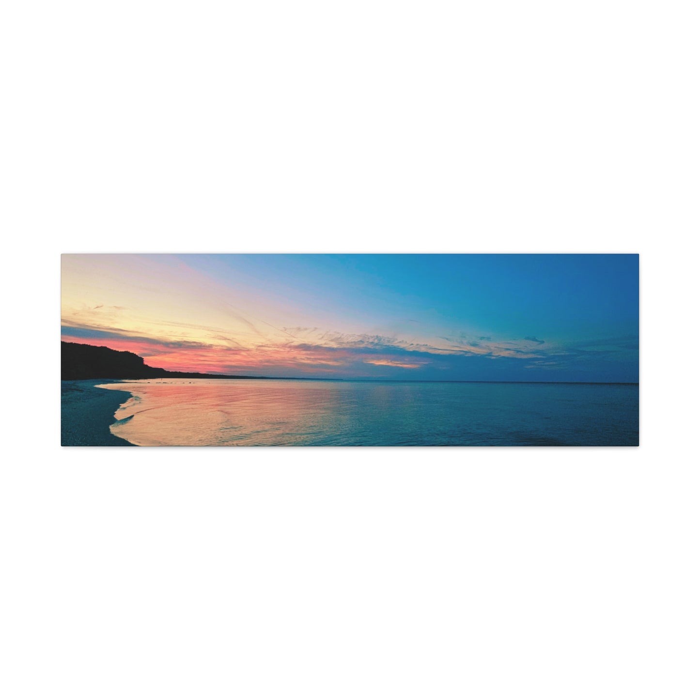 "Blue Symmetry" Sunset Beach Matte Canvas Print — Stretched Wall Art