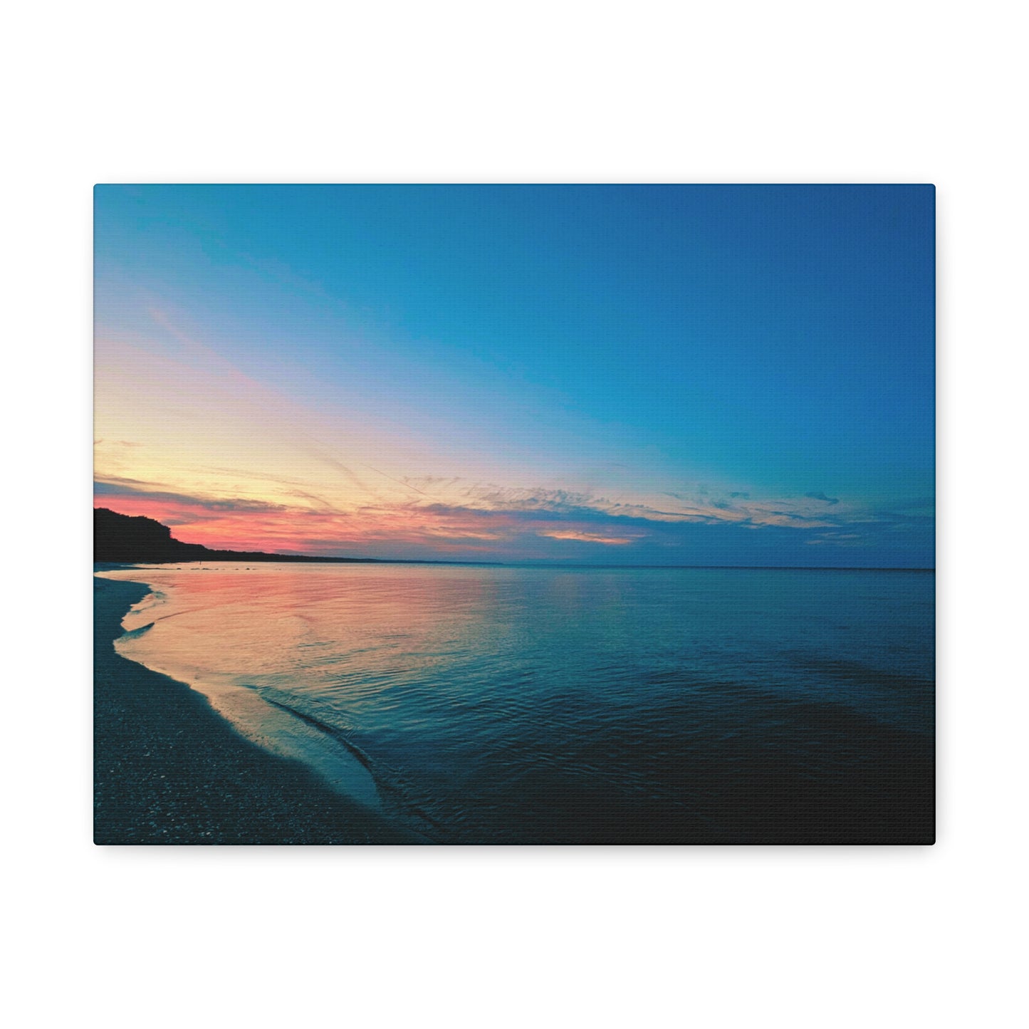 "Blue Symmetry" Sunset Beach Matte Canvas Print — Stretched Wall Art