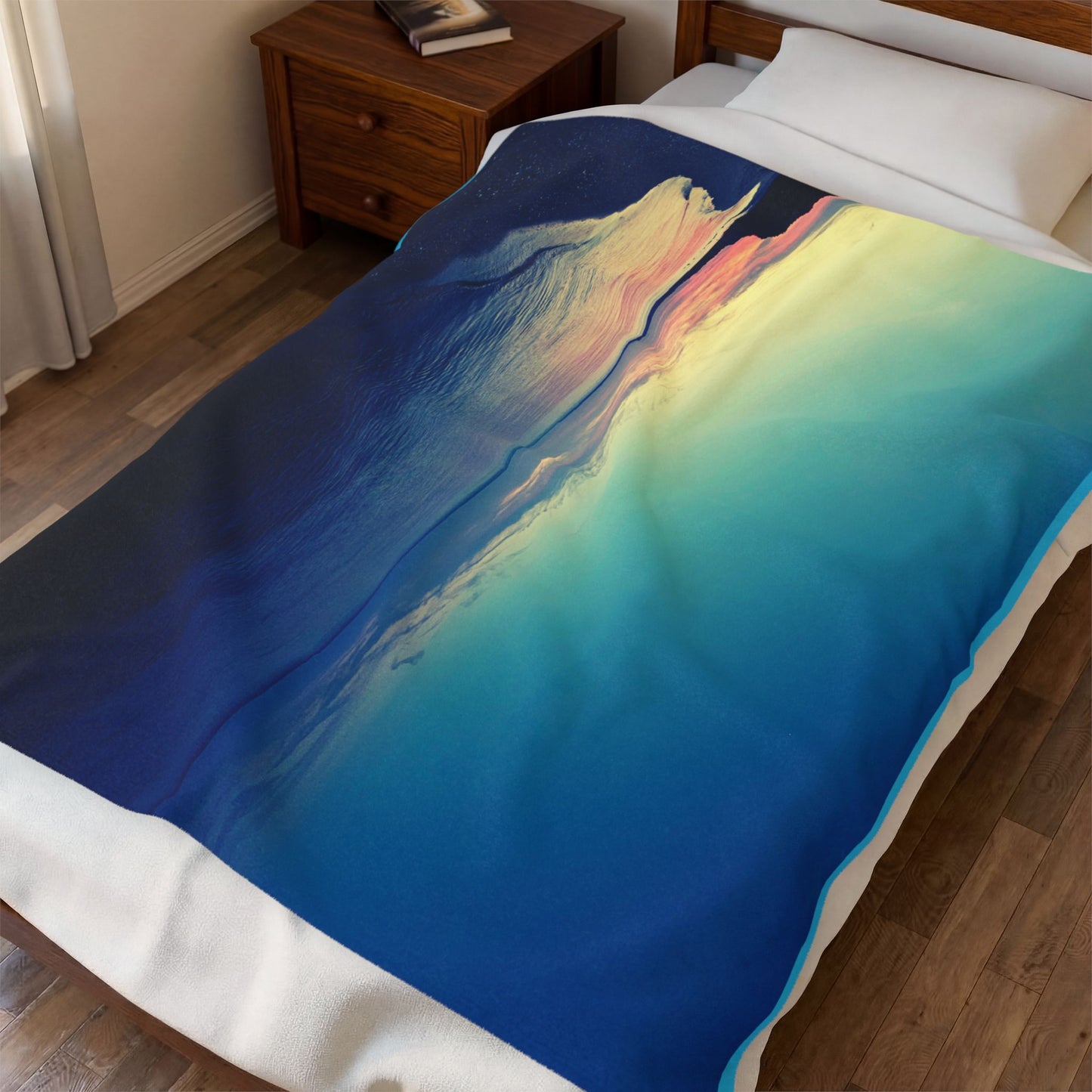Blue-Green Symmetry, Velveteen Plush Blanket