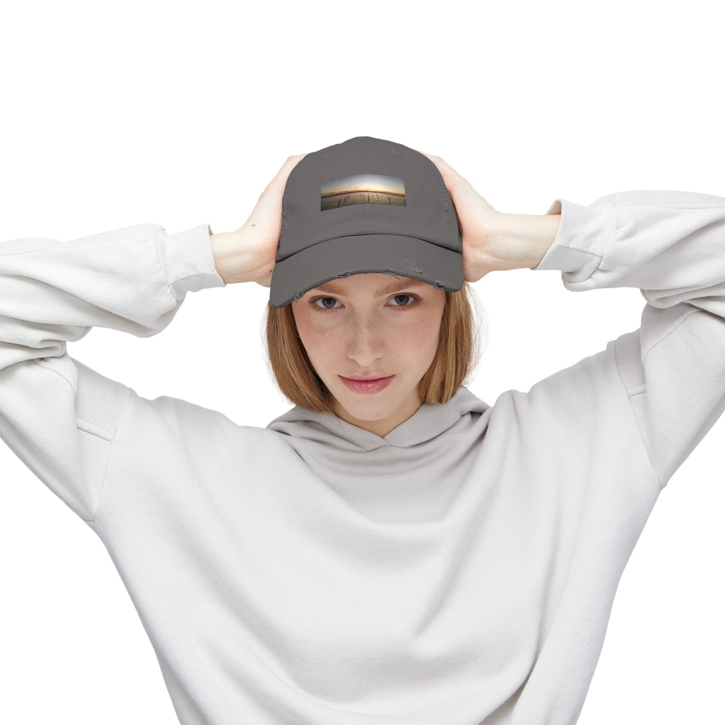 Distressed Sunset Cap — Vintage Solomons Chesapeake Panorama Dad Hat