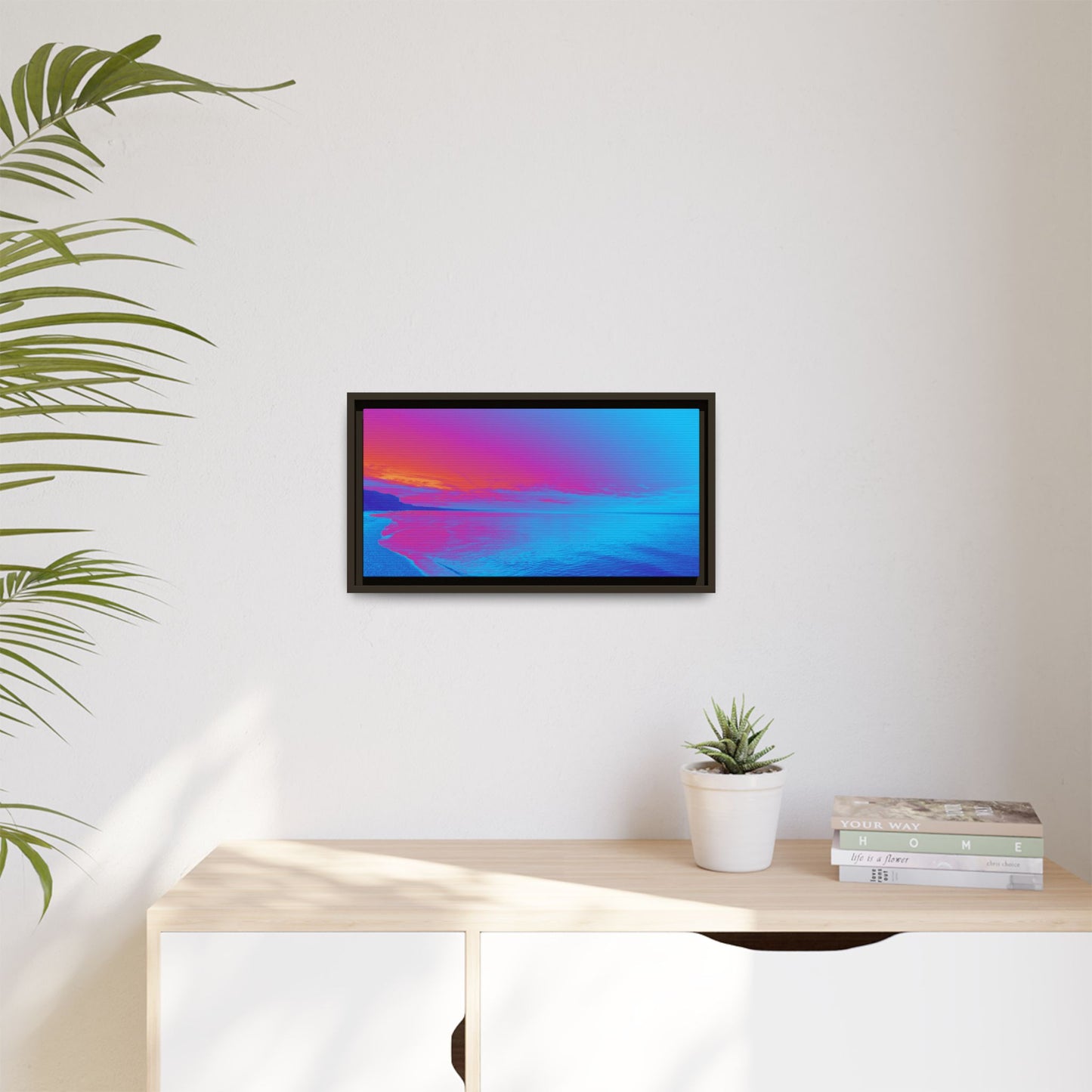 "Vibrant Symmetry"  Sunset Gradient Beach Matte Canvas Framed Wall Art