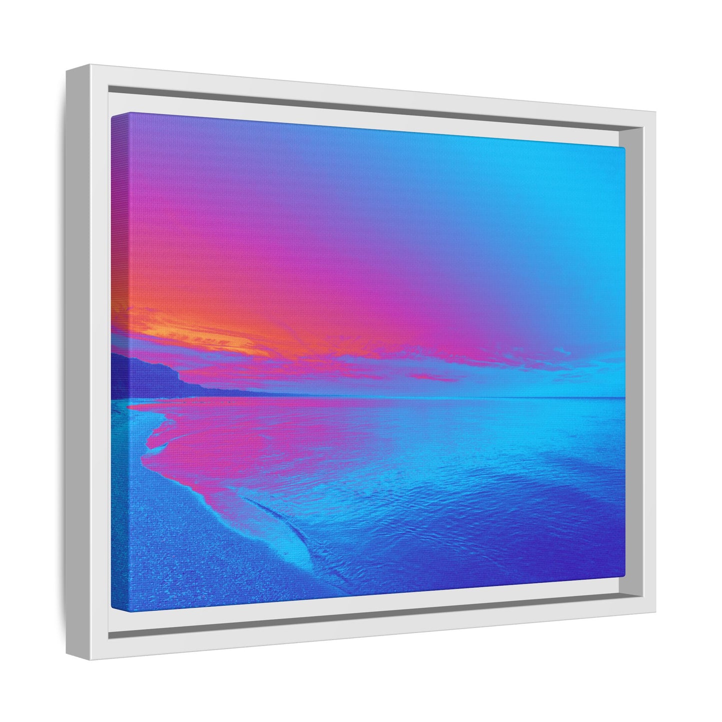 "Vibrant Symmetry"  Sunset Gradient Beach Matte Canvas Framed Wall Art