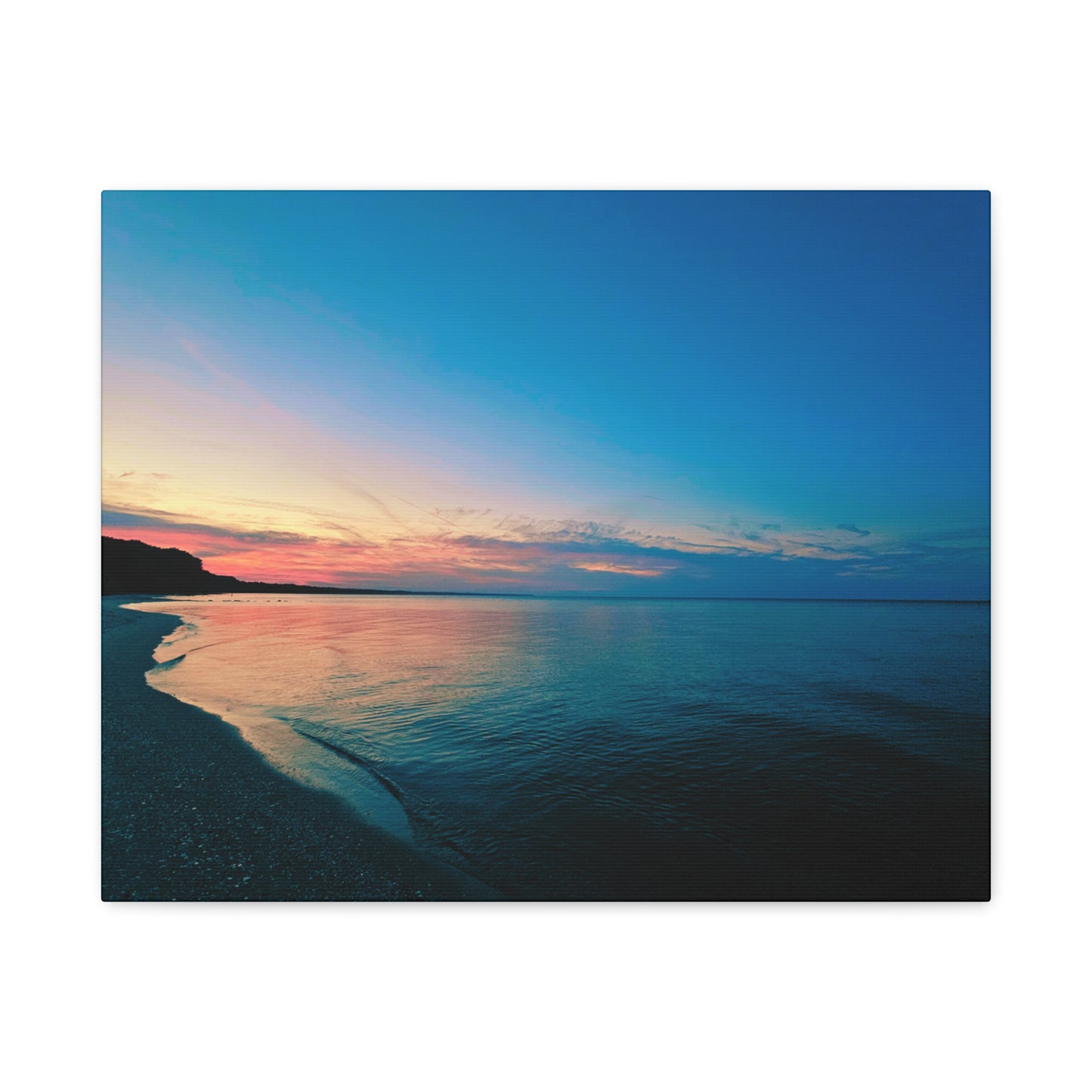 "Blue Symmetry" Sunset Beach Matte Canvas Print — Stretched Wall Art