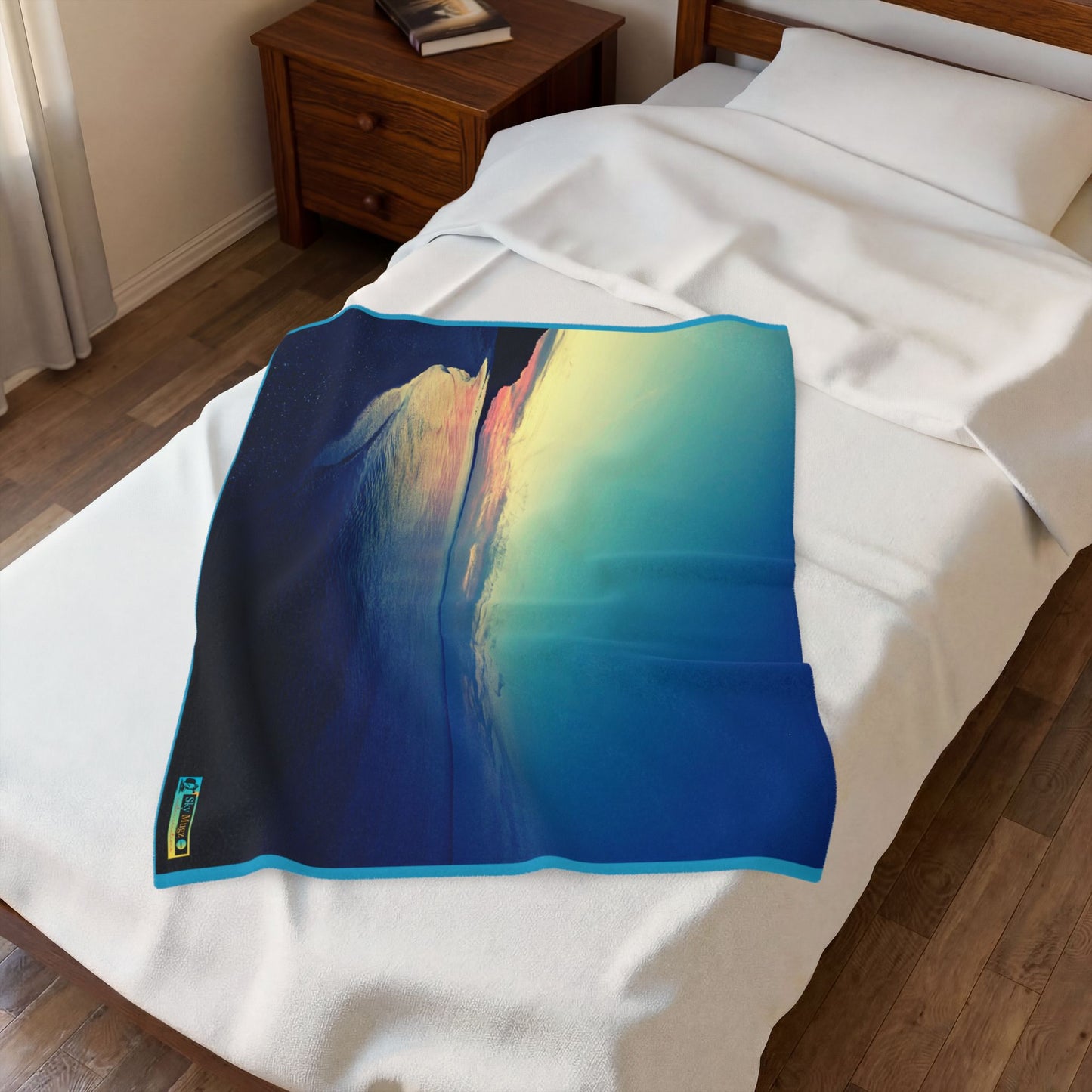 Blue-Green Symmetry, Velveteen Plush Blanket
