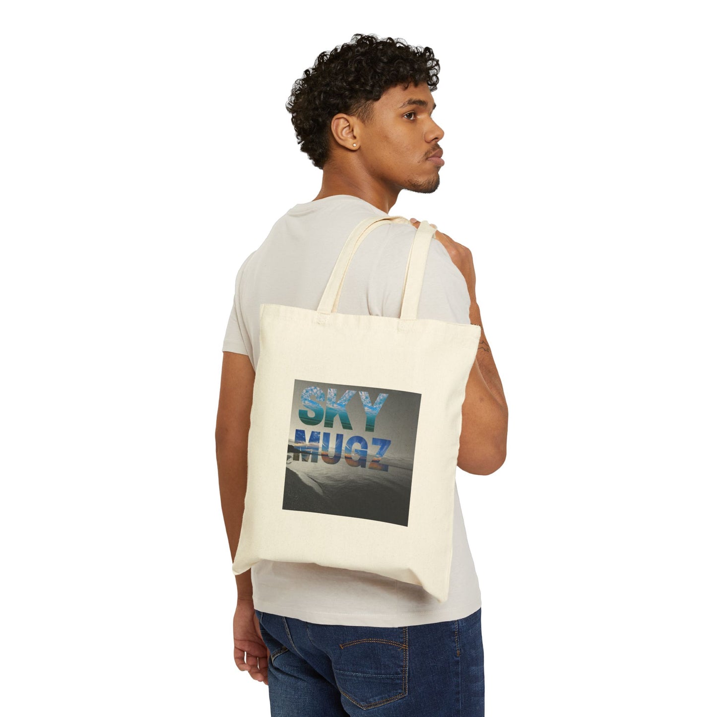 Sky Photo Canvas Tote Bag — 'SKY MUGZ' Sunset Beach Print