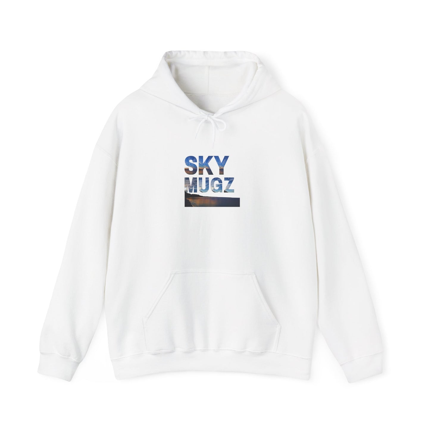 Sky Mugz Sunset Hoodie — Minimal Geometric Beach Photography Pullover
