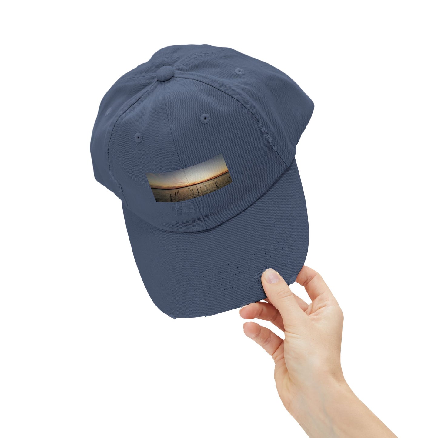 Distressed Sunset Cap — Vintage Solomons Chesapeake Panorama Dad Hat