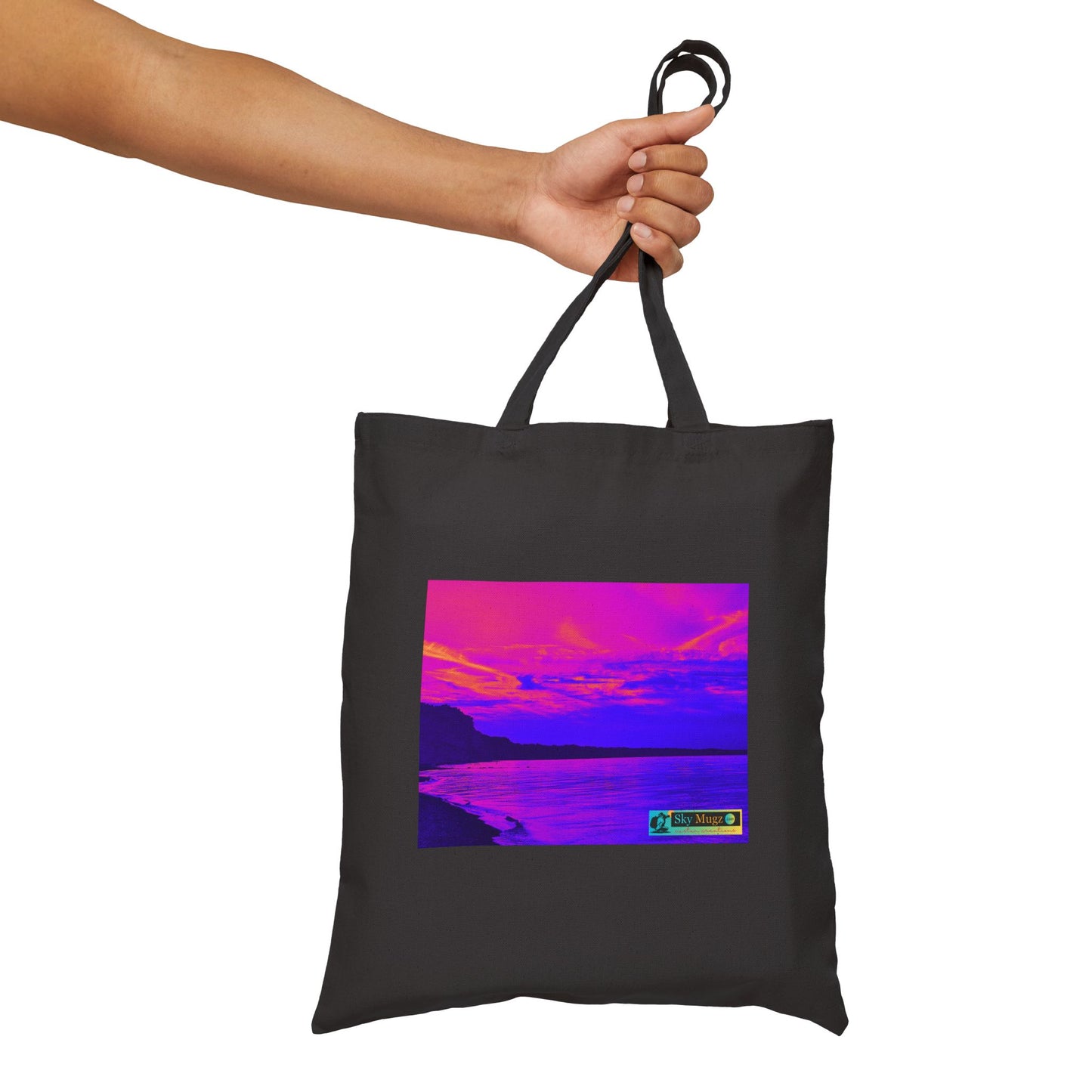 Canvas Tote Bag — Retro Vaporwave Sunset Print (Sky Mugz)