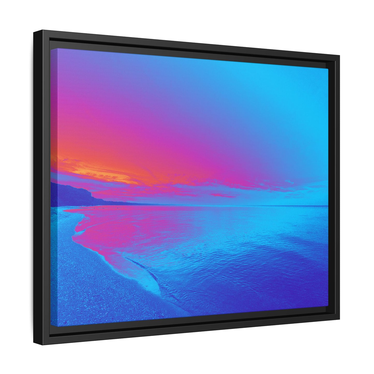 "Vibrant Symmetry"  Sunset Gradient Beach Matte Canvas Framed Wall Art