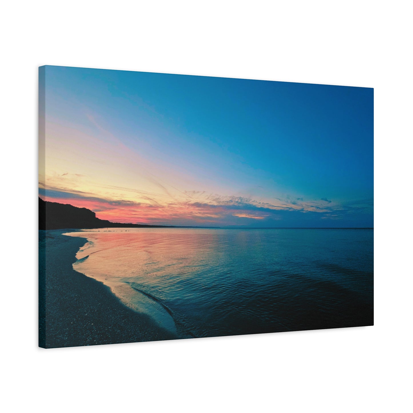 "Blue Symmetry" Sunset Beach Matte Canvas Print — Stretched Wall Art