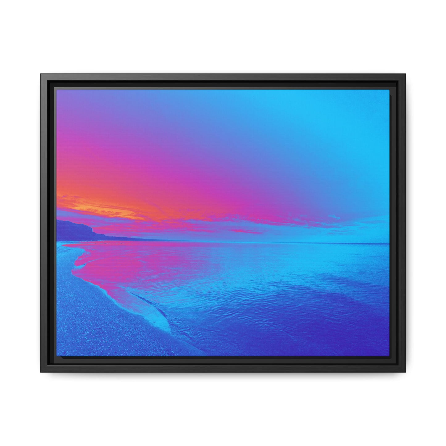 "Vibrant Symmetry"  Sunset Gradient Beach Matte Canvas Framed Wall Art