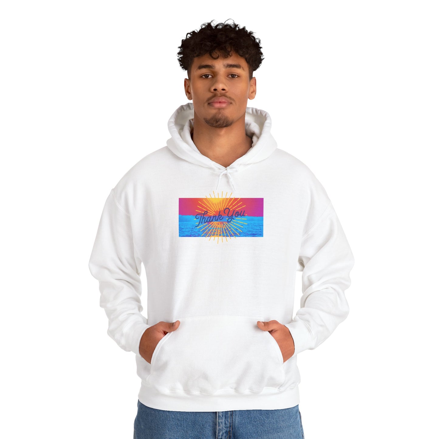 Hoodie - Sunshine Rainbow "Good Vibes" Graphic Pullover