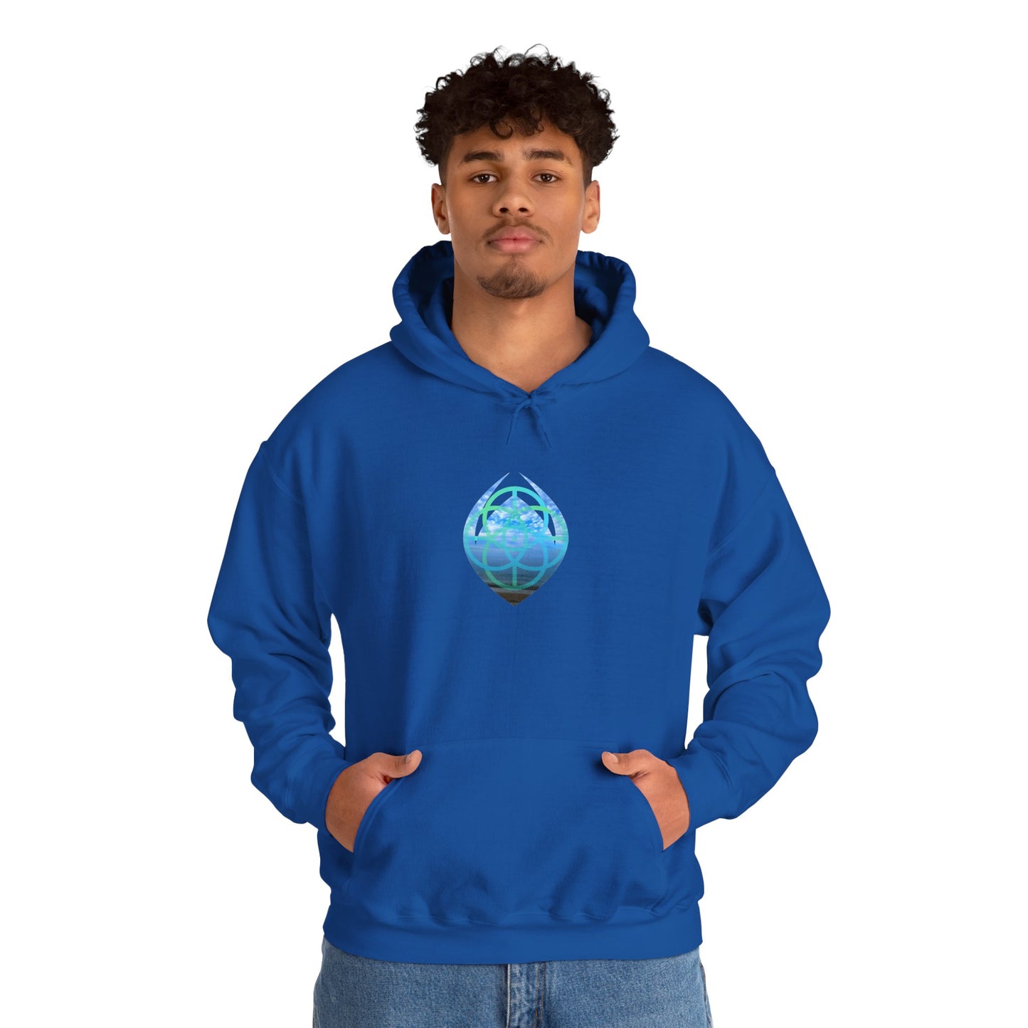 Blue Water Globe Droplet Graphic Hoodie