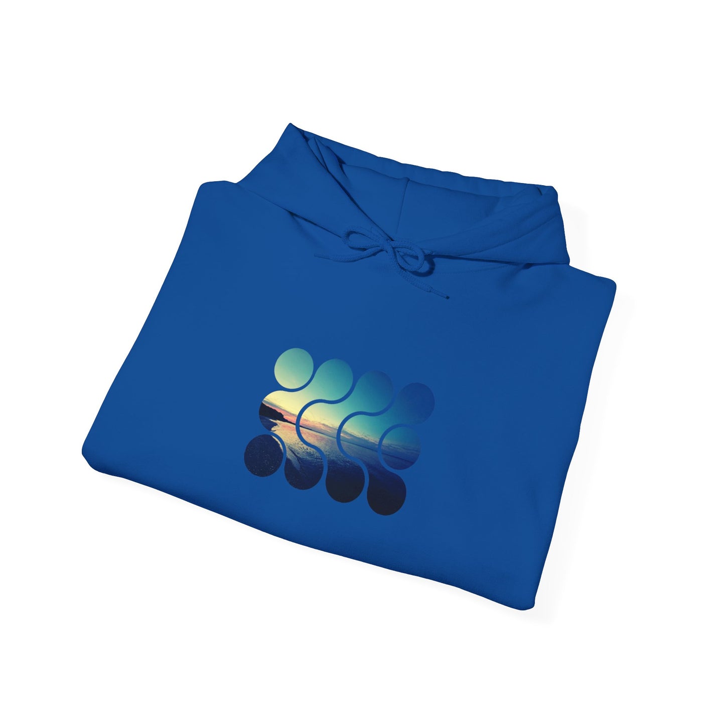 Blue-Green Symmetry Hoodie — Abstract Geometric Sweatshirt