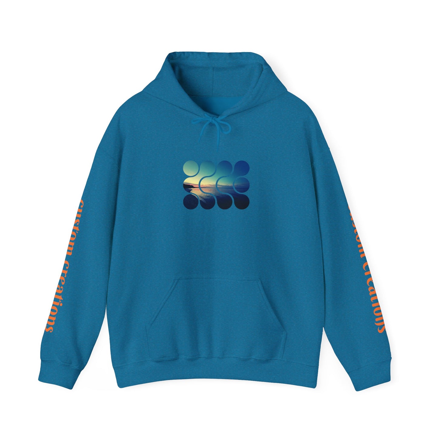 Blue-Green Symmetry Hoodie — Abstract Geometric Sweatshirt