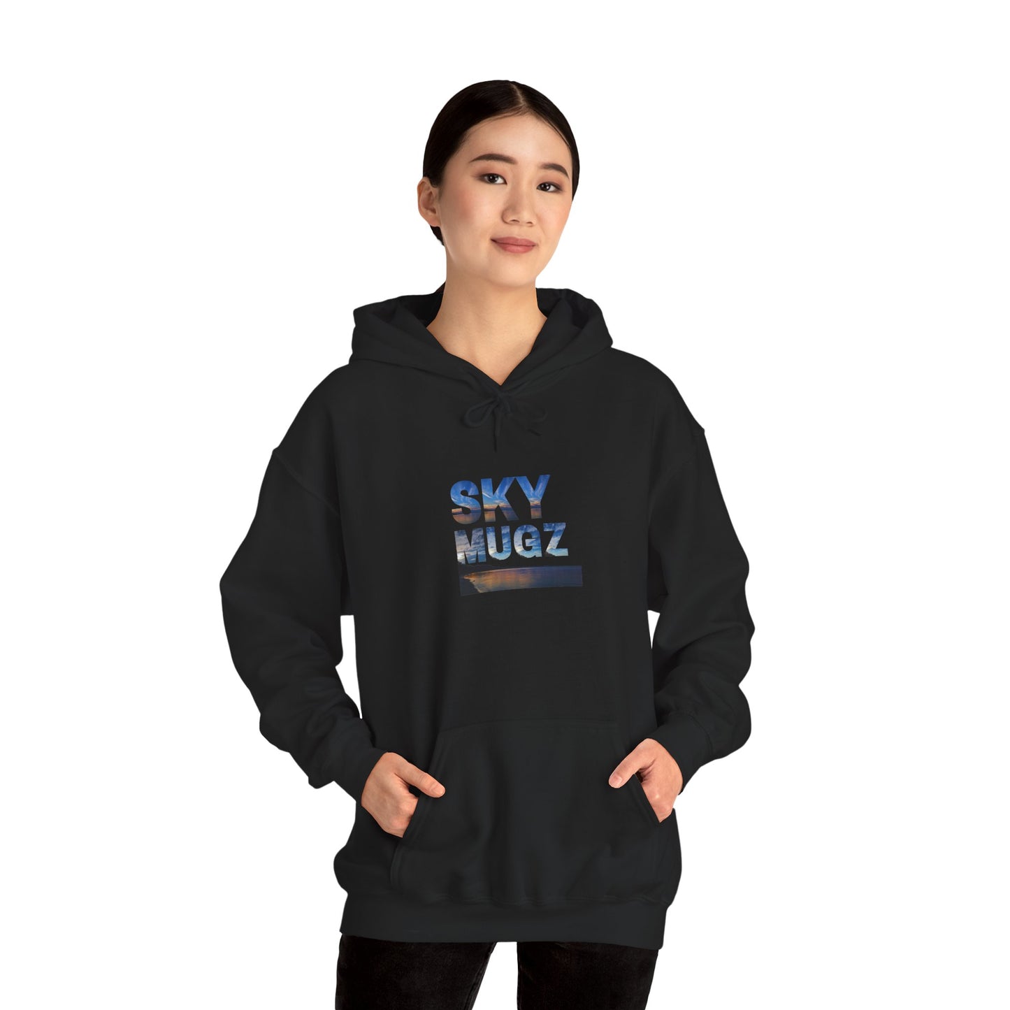 Scenic Lake Swirling Clouds Graphic Hoodie