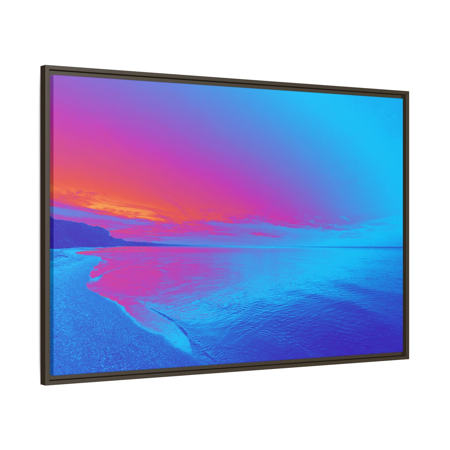 "Vibrant Symmetry"  Sunset Gradient Beach Matte Canvas Framed Wall Art