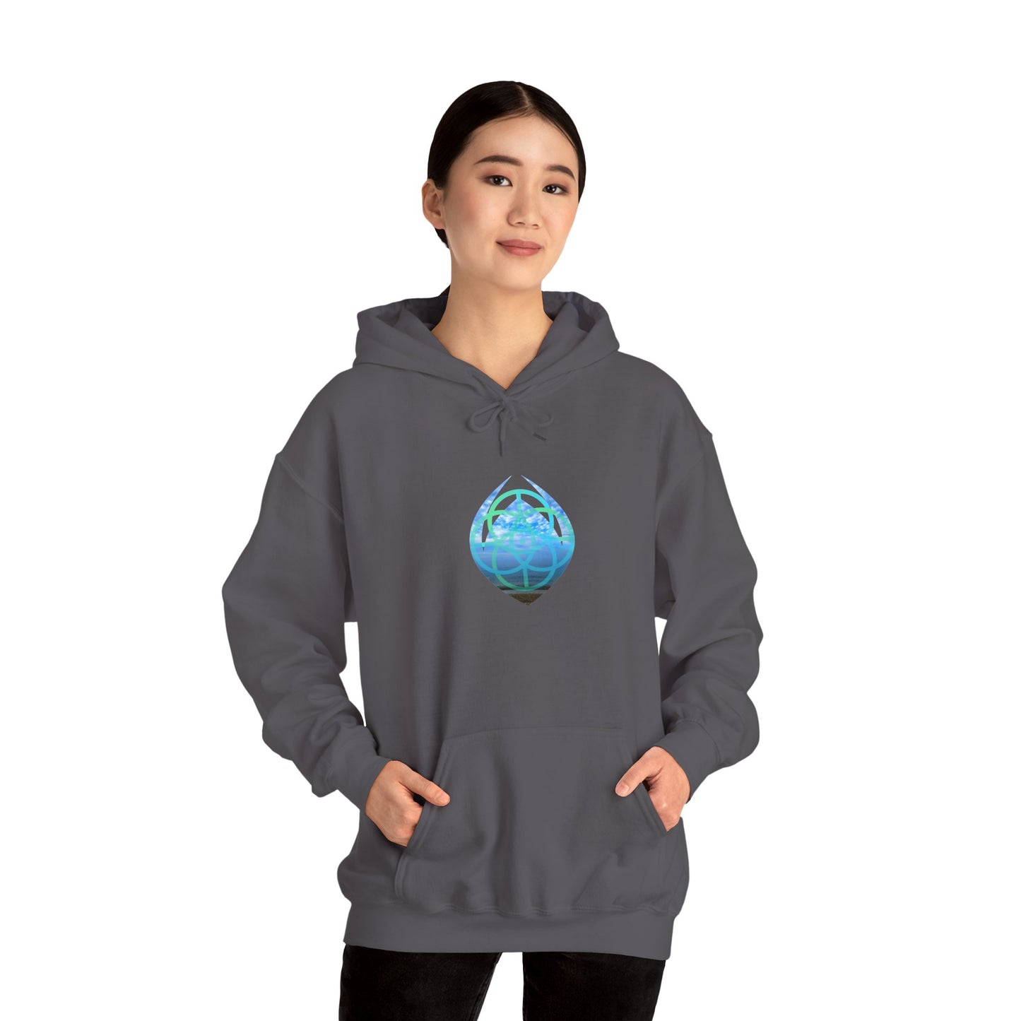 Blue Water Globe Droplet Graphic Hoodie