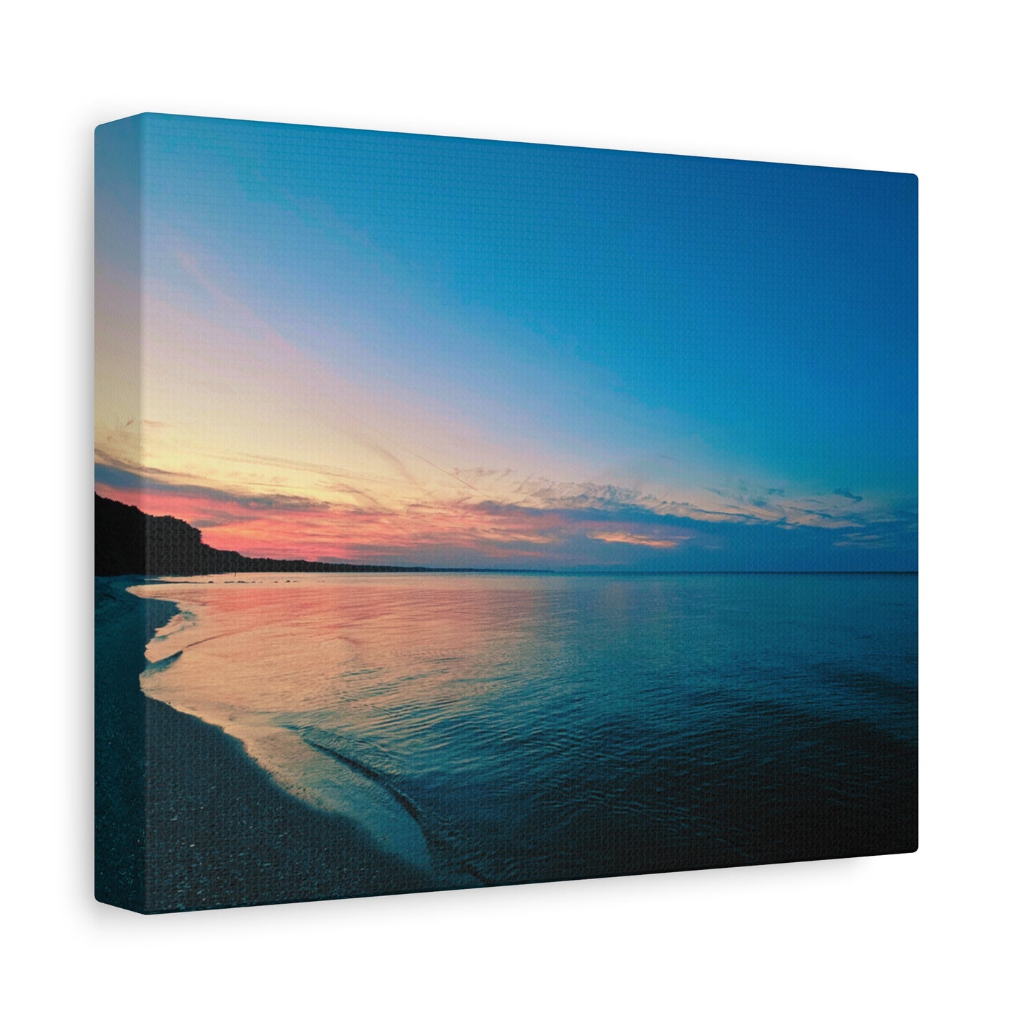 "Blue Symmetry" Sunset Beach Matte Canvas Print — Stretched Wall Art